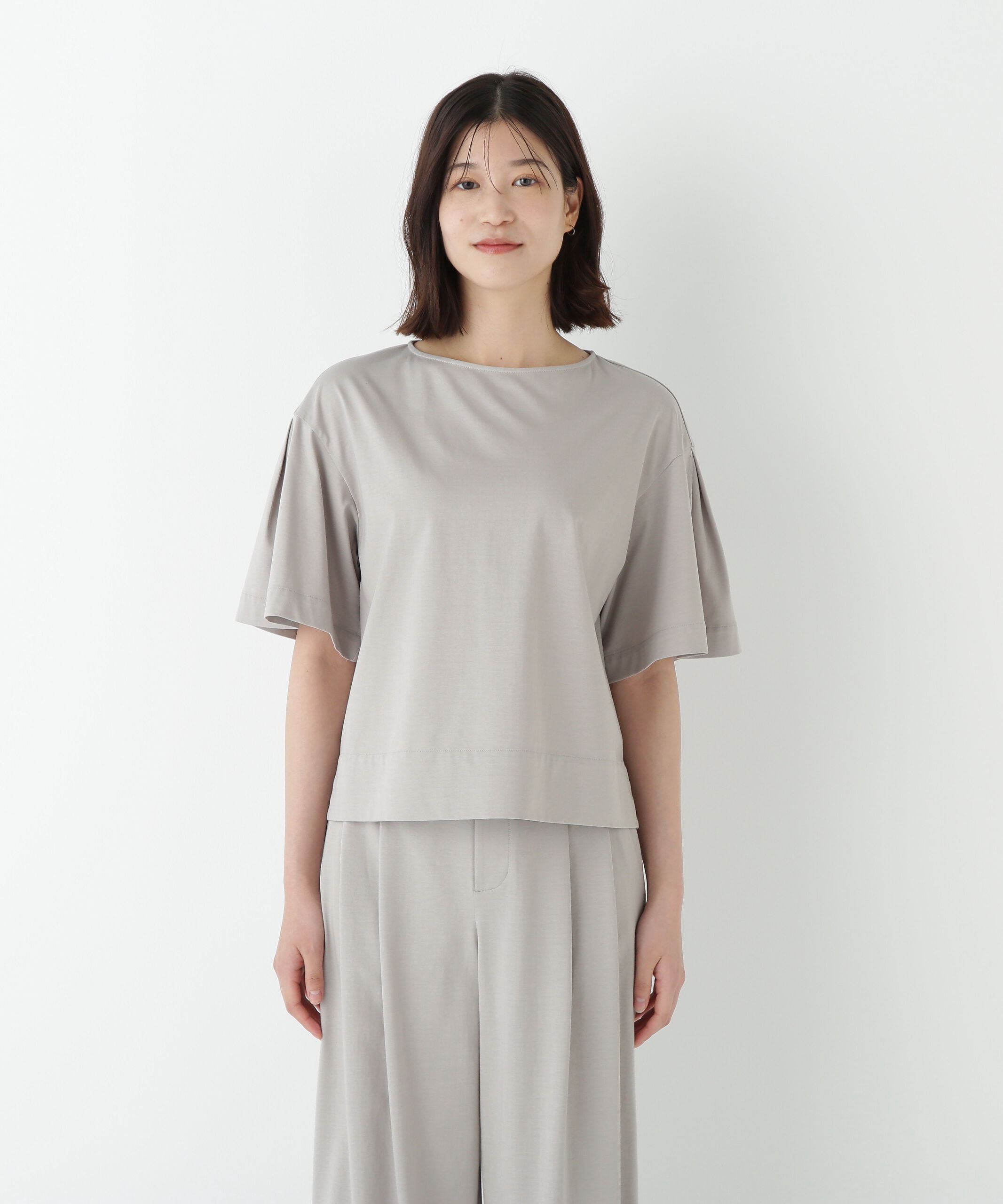  「◆プレーティング天竺タックスリーブボートネックプルオーバー」|Tシャツ・カットソー|