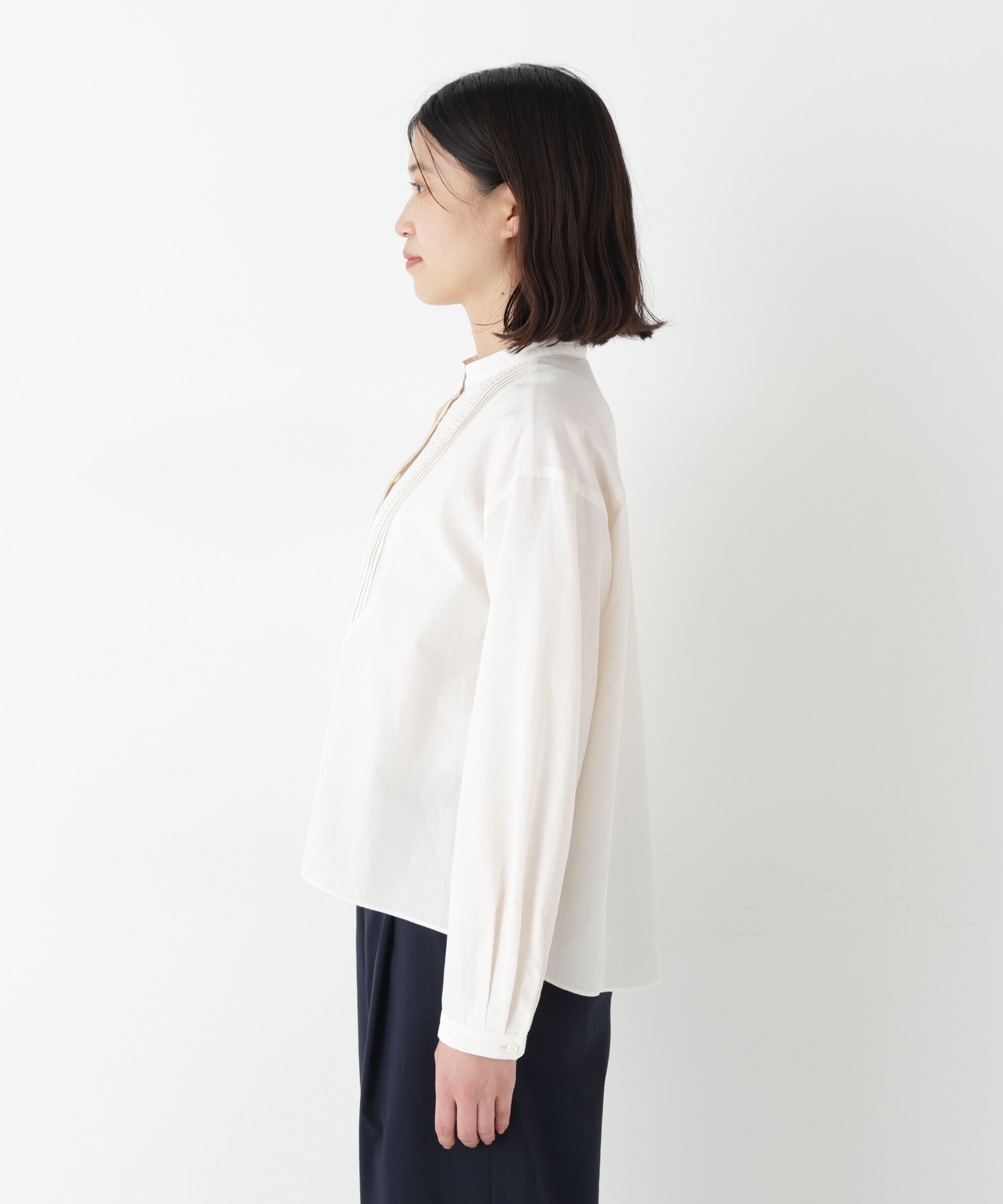  「◆レースドッキングハンドカラーブラウス」|シャツ・ブラウス|