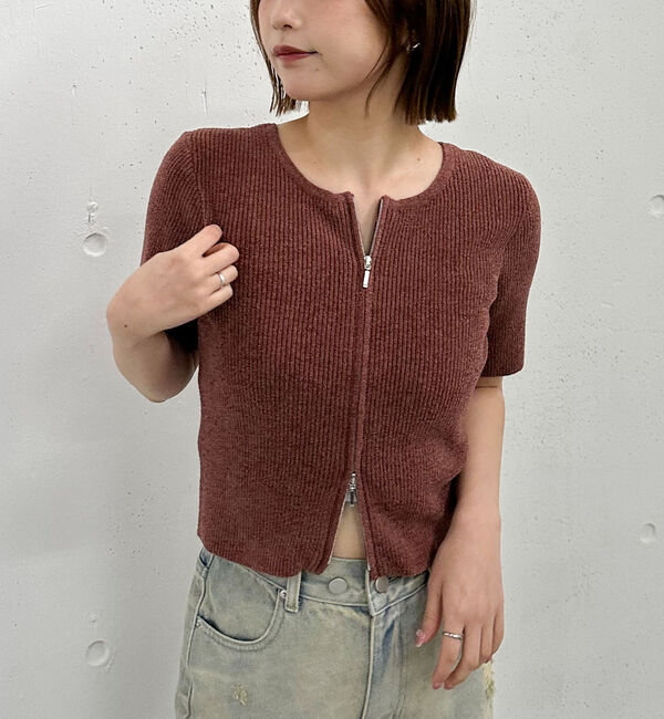 archives「ハーフスリーブＷｚｉｐモールニット」|ニット・セーター|