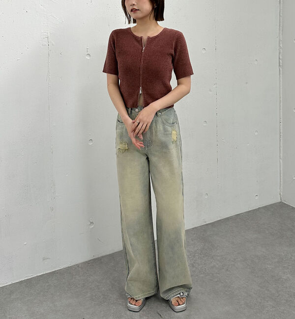 archives「ハーフスリーブＷｚｉｐモールニット」|ニット・セーター|