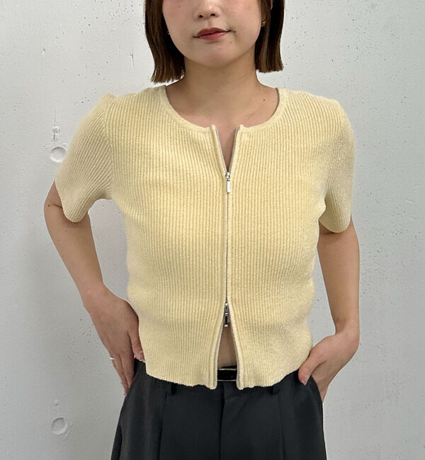 archives「ハーフスリーブＷｚｉｐモールニット」|ニット・セーター|YELLOW