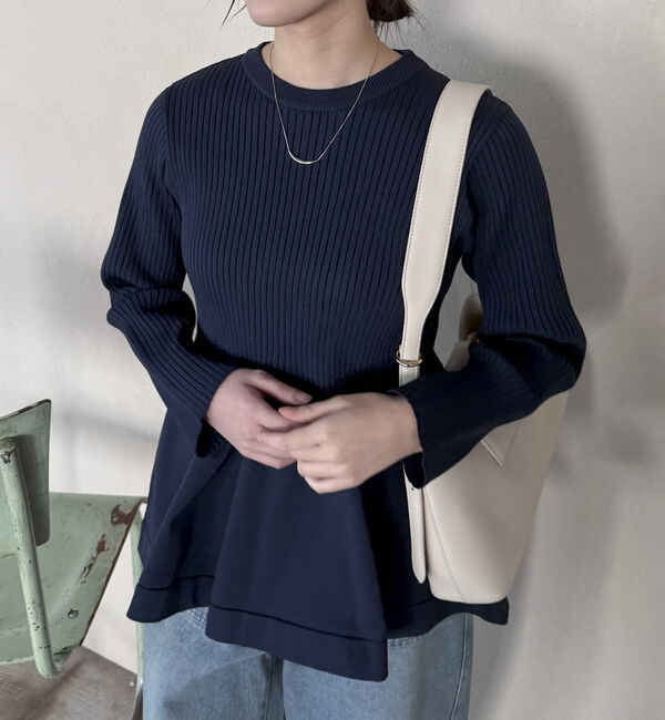 Doux archives「ワイドリブペプラムニットプルオーバー」|ニット・セーター|