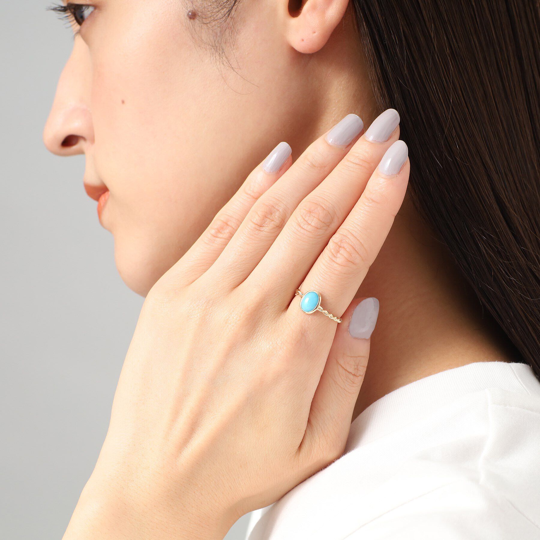 COCOSHNIK「K10トルコ石（ターコイズ）オーバルカボション リング小」|リング|