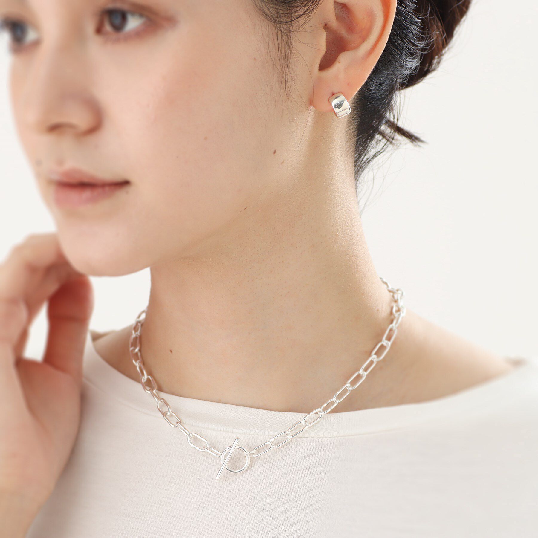 COCOSHNIK ONKITSCH「シルバー リンクチェーン ショートマンテルネックレス」|ネックレス|