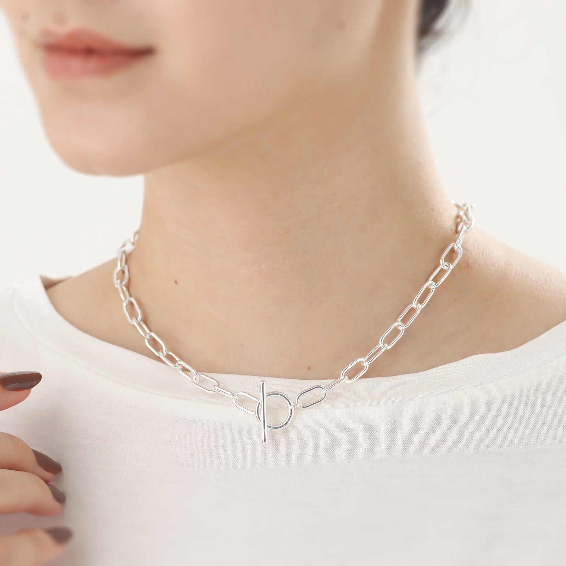 COCOSHNIK ONKITSCH「シルバー リンクチェーン ショートマンテルネックレス」|ネックレス|