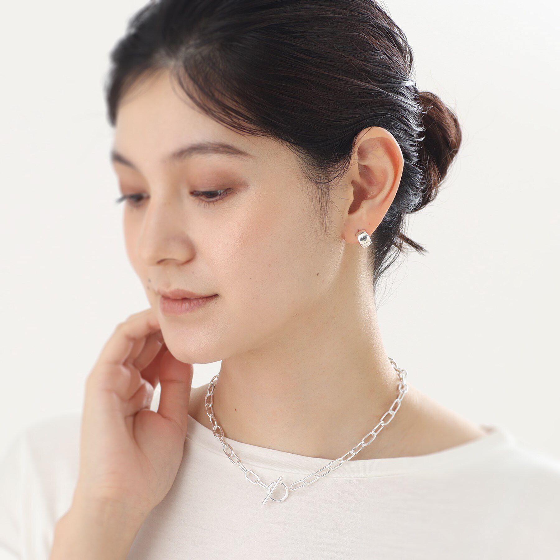 COCOSHNIK ONKITSCH「シルバー リンクチェーン ショートマンテルネックレス」|ネックレス|