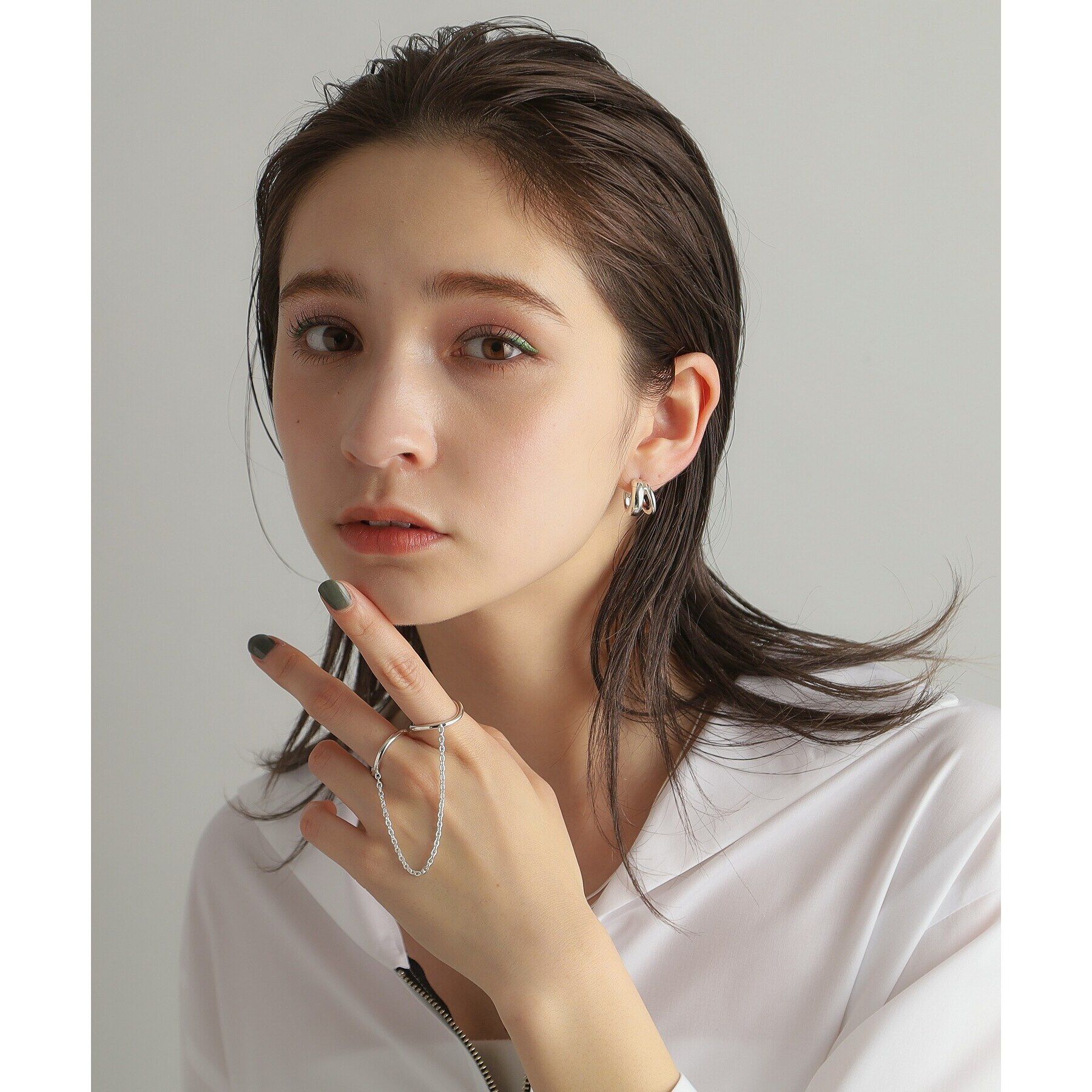 COCOSHNIK ONKITSCH「シルバー ドレープチェーン ダブルカーブリング」|リング|