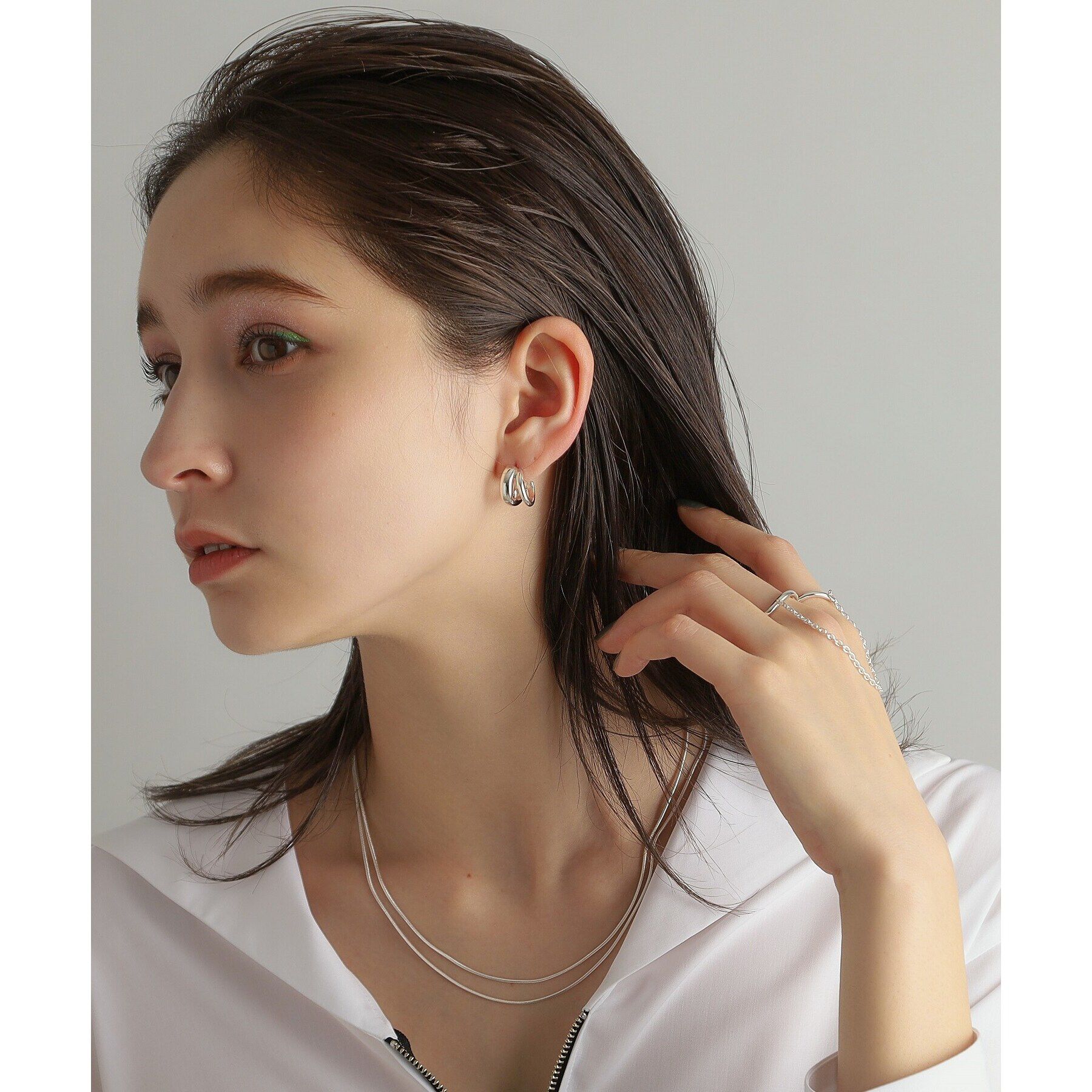 COCOSHNIK ONKITSCH「シルバー ドレープチェーン ダブルカーブリング」|リング|