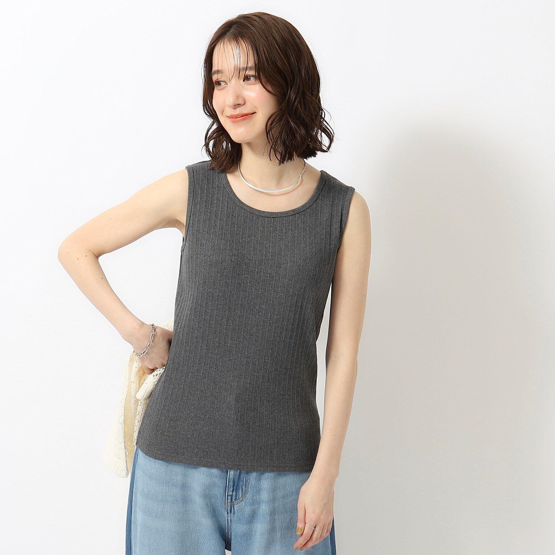 SHOO･LA･RUE「デイリー使いに ランダムテレコ タンクトップ」|キャミソール|