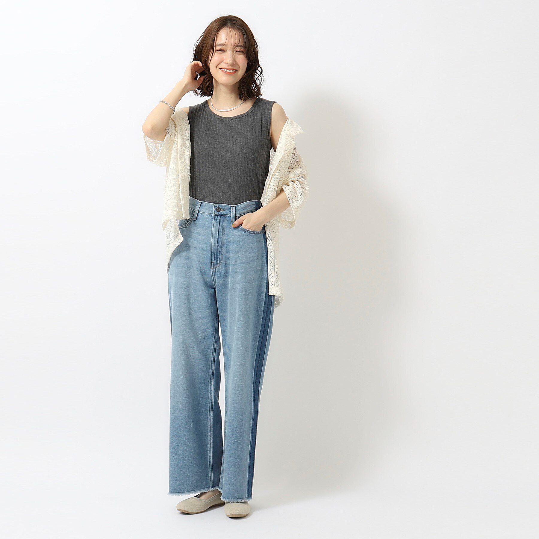 SHOO･LA･RUE「デイリー使いに ランダムテレコ タンクトップ」|キャミソール|