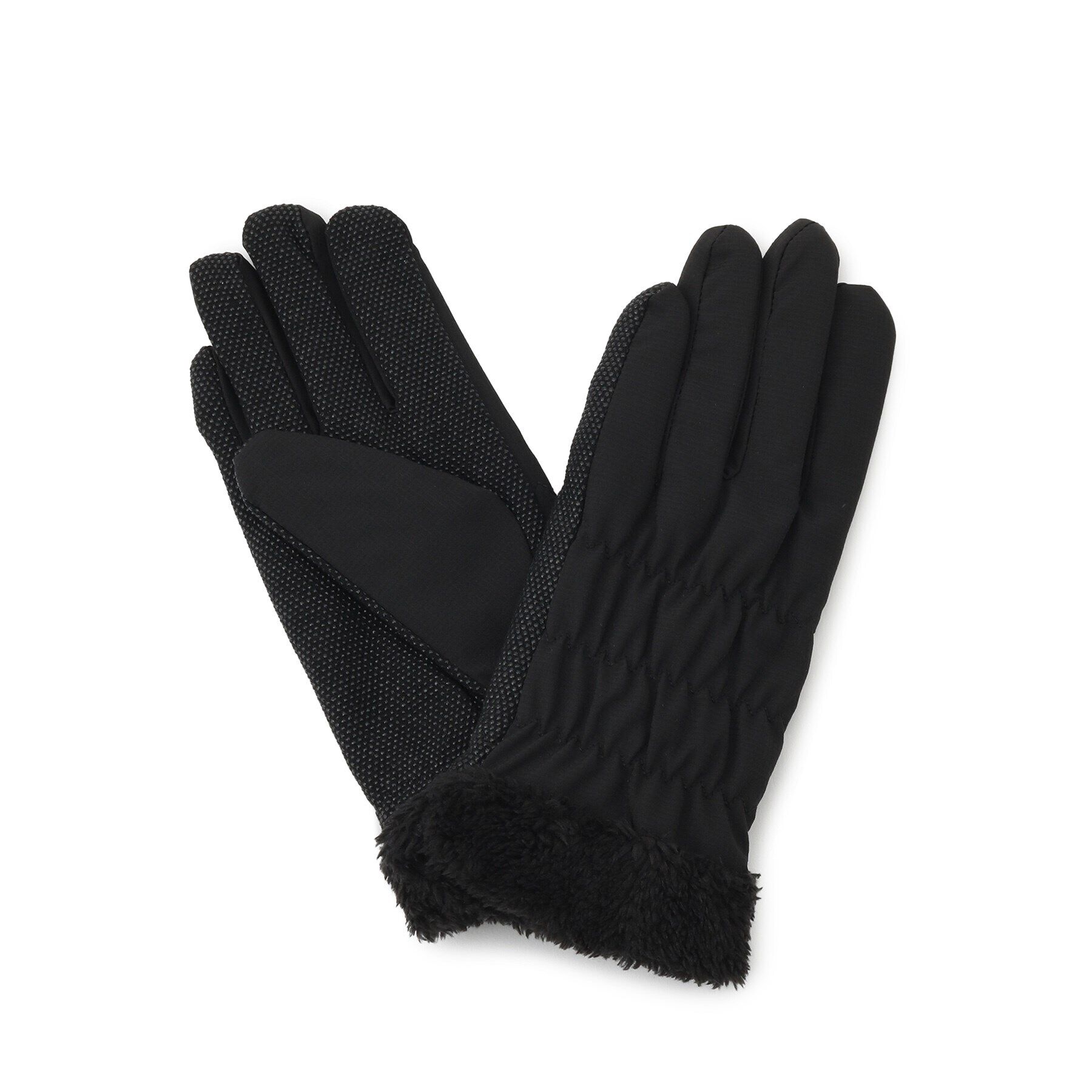 SHOO･LA･RUE「【滑り止め付き】シャーリンググローブ」|手袋|ブラック(019)