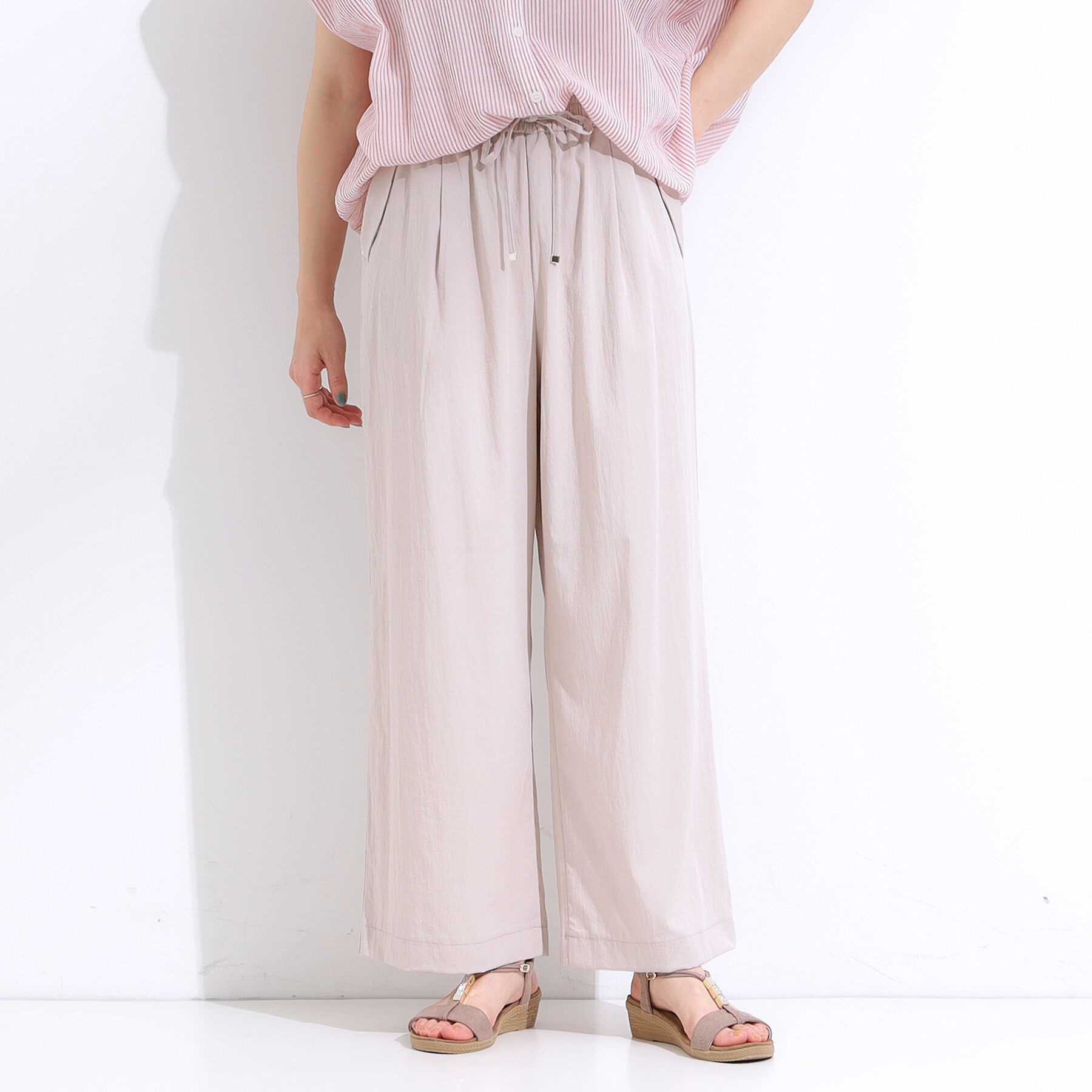 SHOO･LA･RUE「【着丈選べる】触れる度ひんやり ゆるきれい イージーワイドパンツ」|その他|
