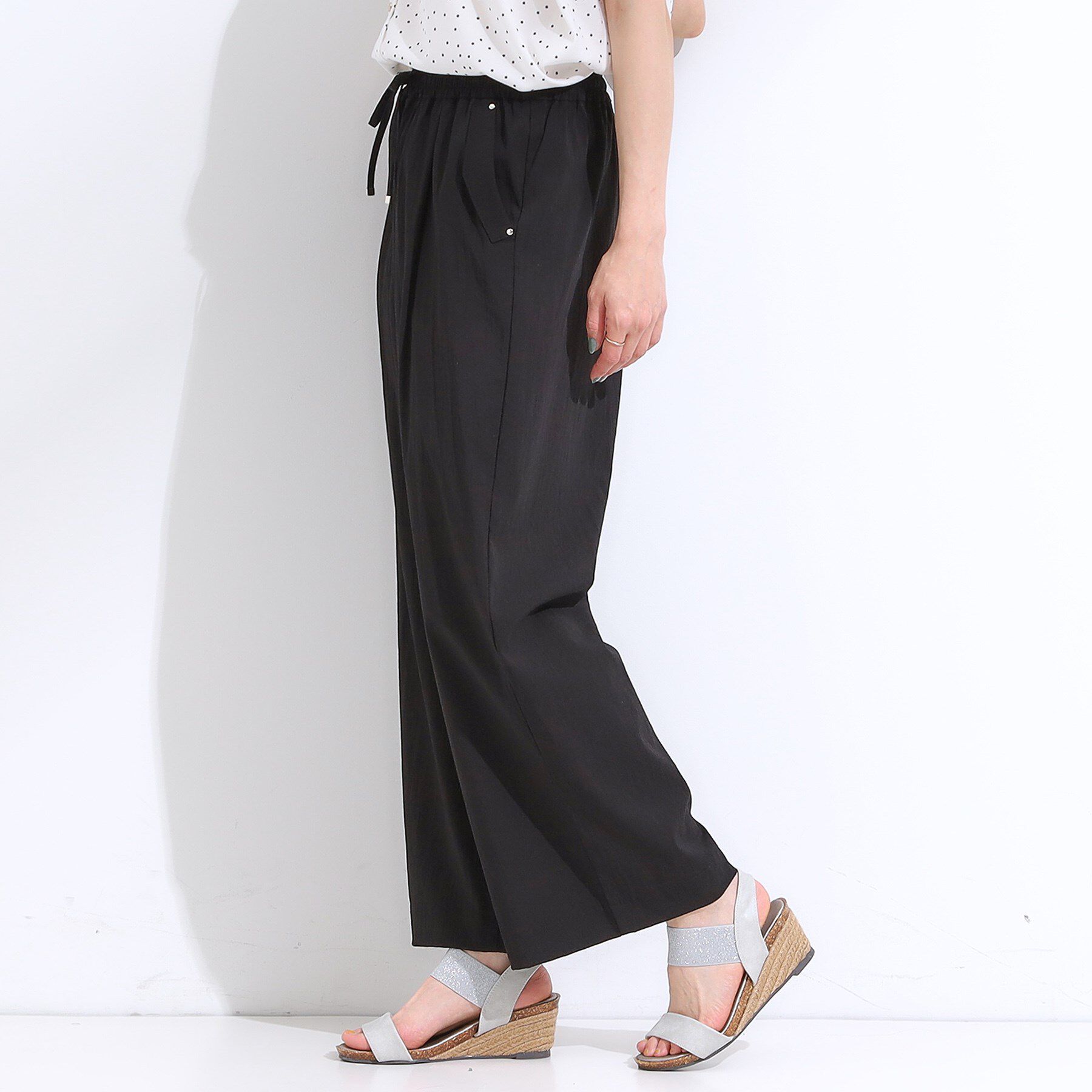 SHOO･LA･RUE「【着丈選べる】触れる度ひんやり ゆるきれい イージーワイドパンツ」|その他|