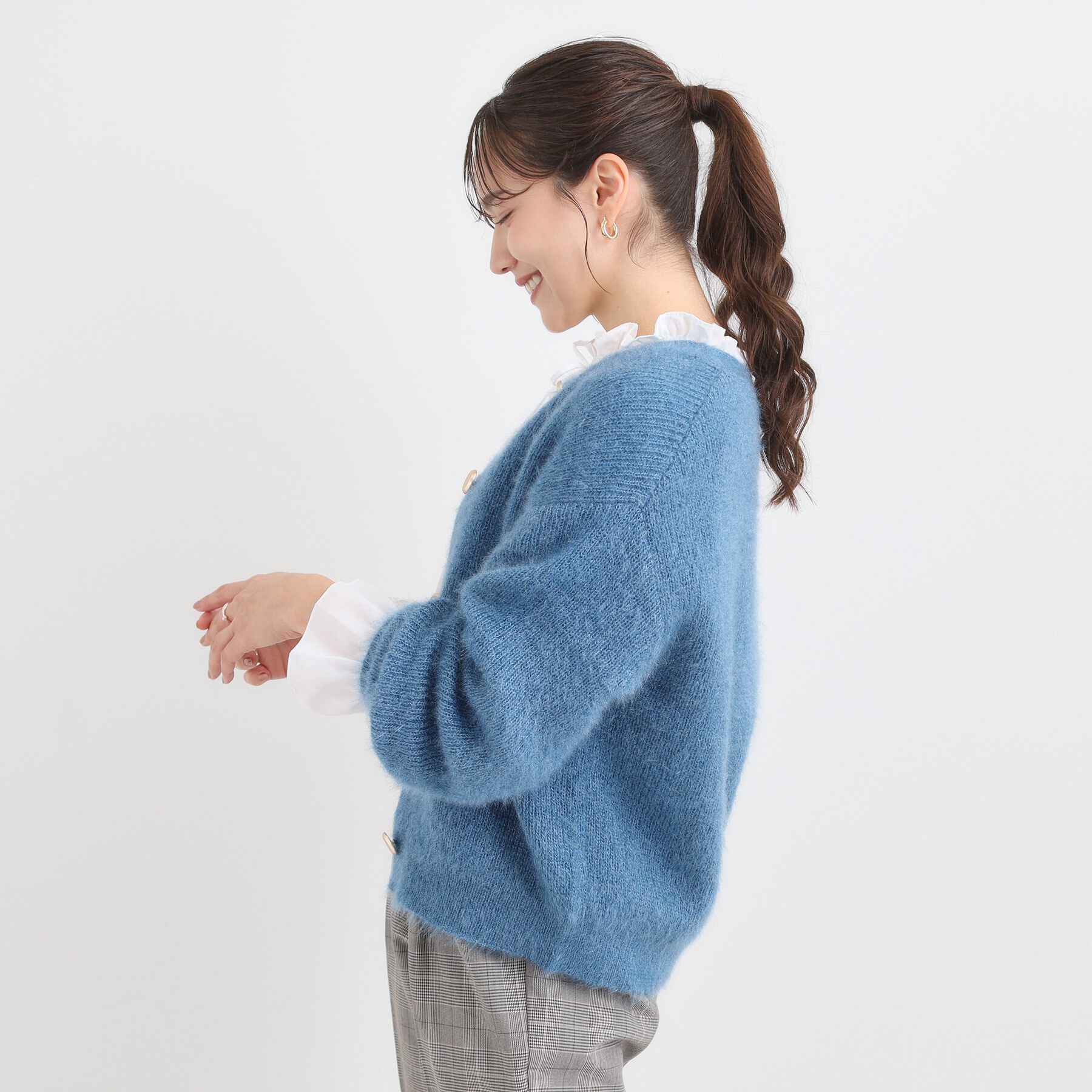 SHOO･LA･RUE「【S-LL】ふわふわシャギー 大人レディなカーディガン」|カーディガン|