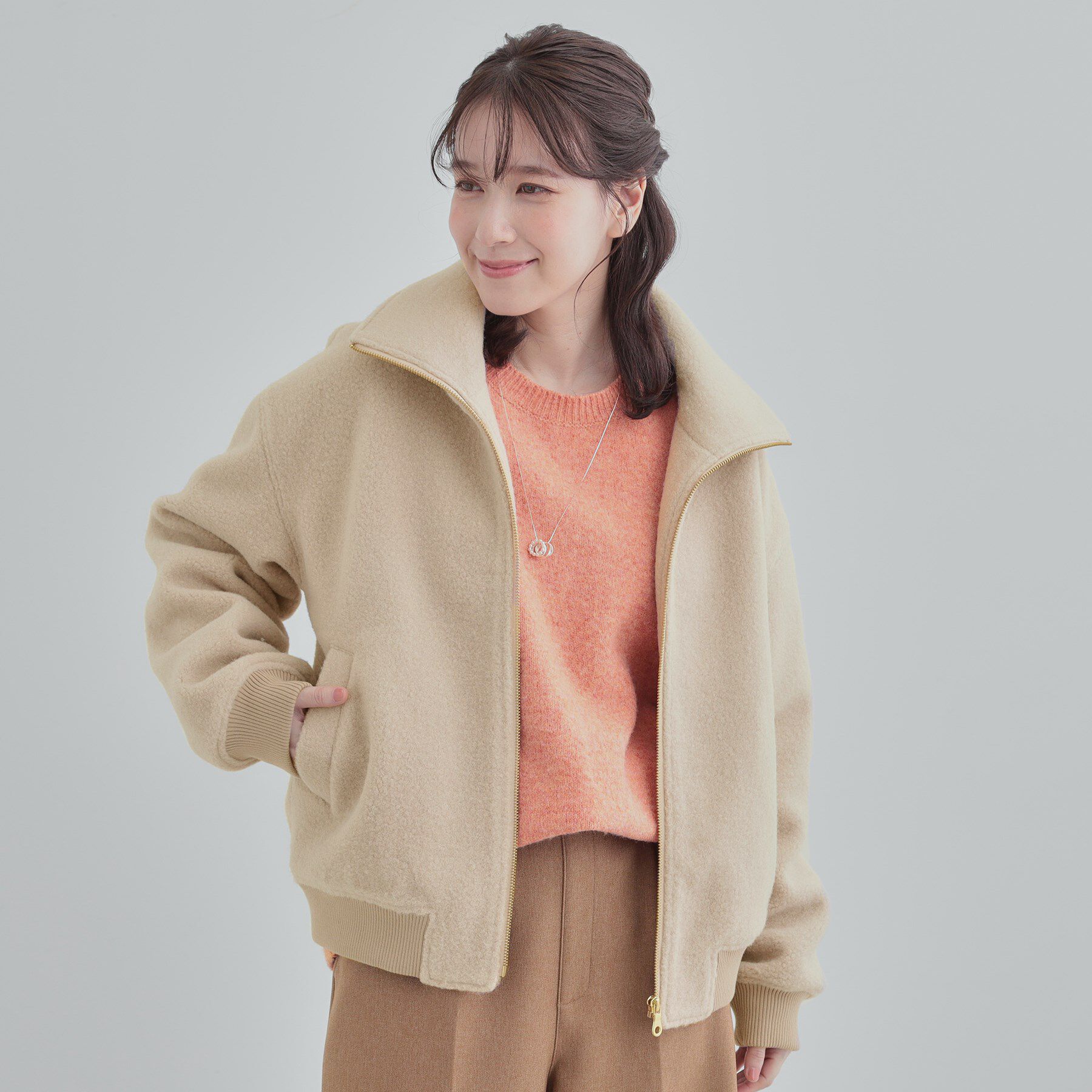 SHOO･LA･RUE「【S-LL】大人の上品カジュアルに スライバージャケット」|ブルゾン・スタジャン|