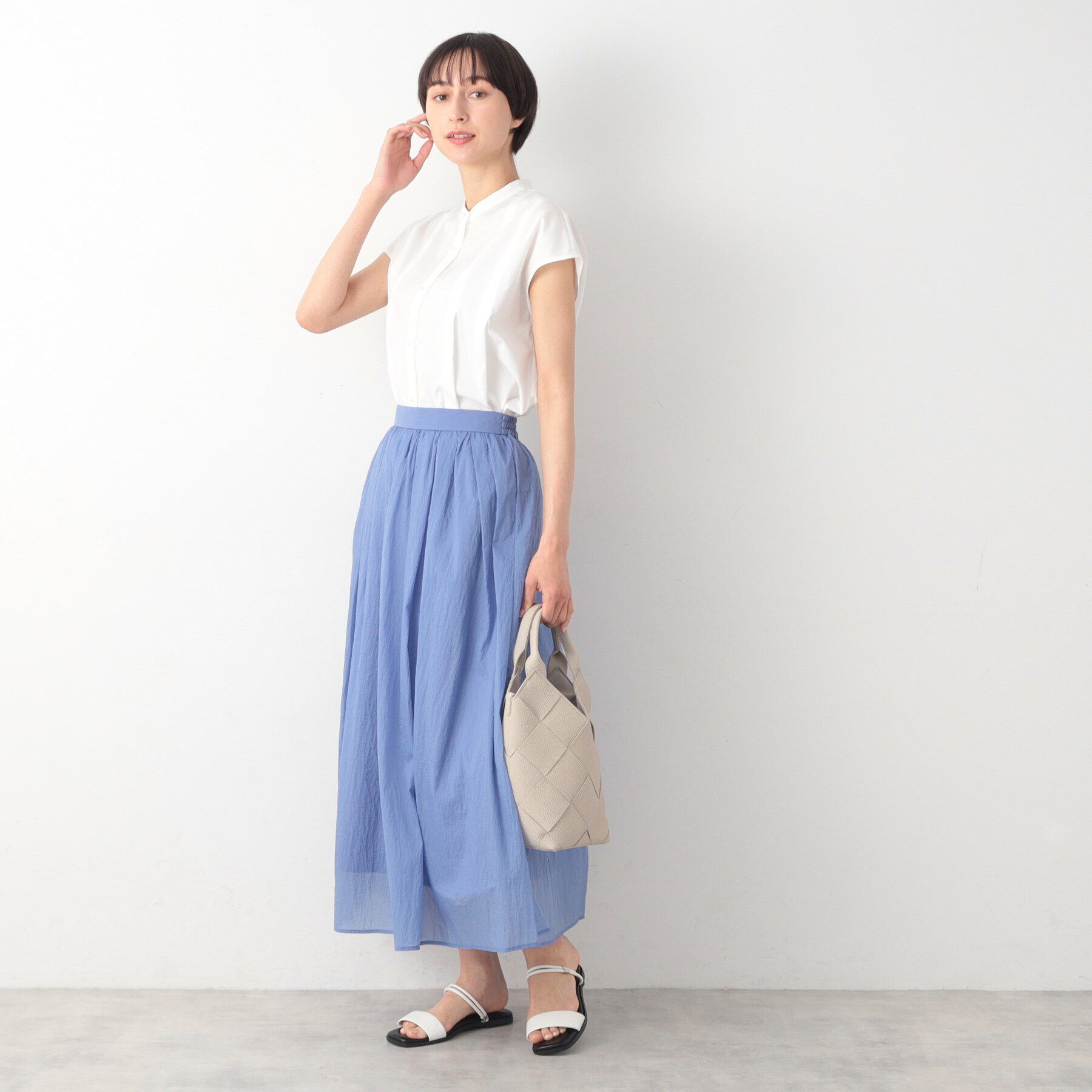 Dessin「【洗える】パール調ボタンテントラインブラウス」|シャツ・ブラウス|