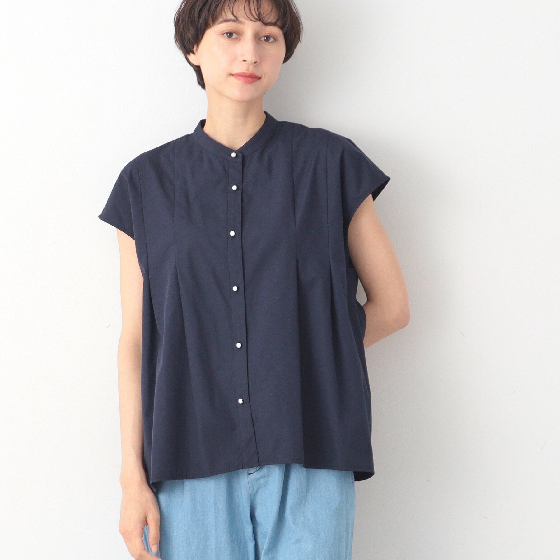 Dessin「【洗える】パール調ボタンテントラインブラウス」|シャツ・ブラウス|