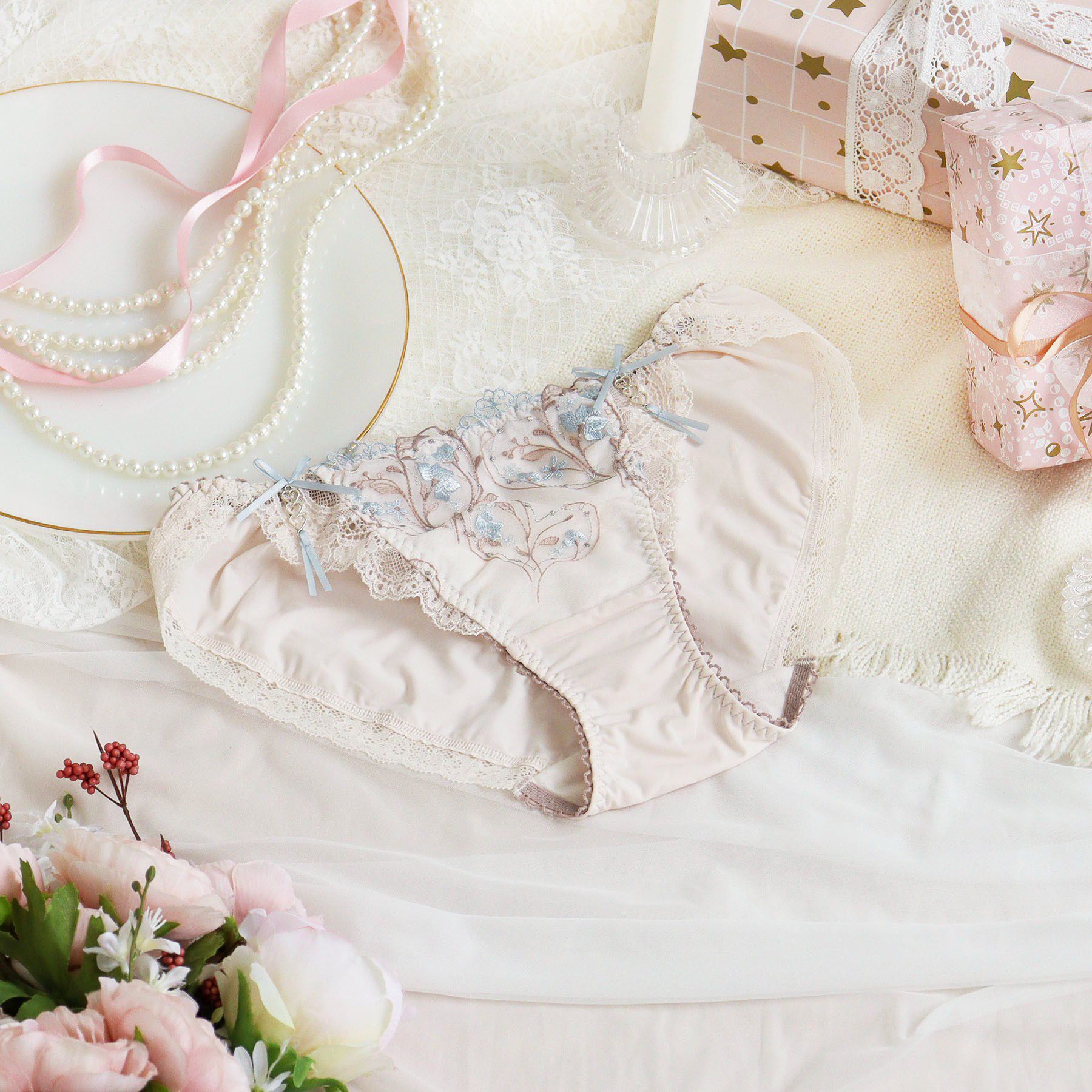 Risa Magli「フローチェ ノーマルショーツ」|インナー|ブルー(092)