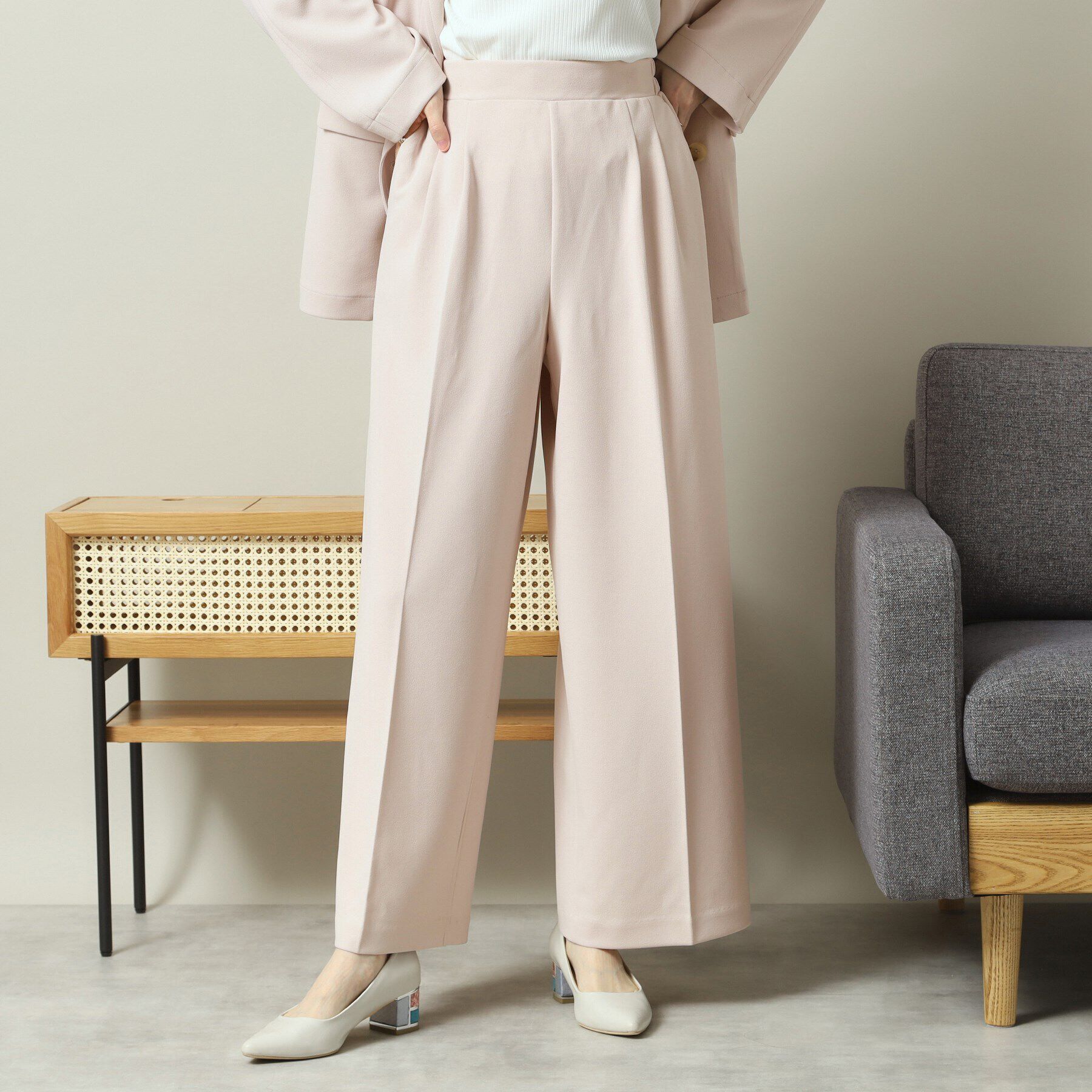 ITS&rsquo;DEMO「【洗濯機OK／吸水速乾／UVカット】カットジョーゼットパンツ」|その他|グレージュ(050)