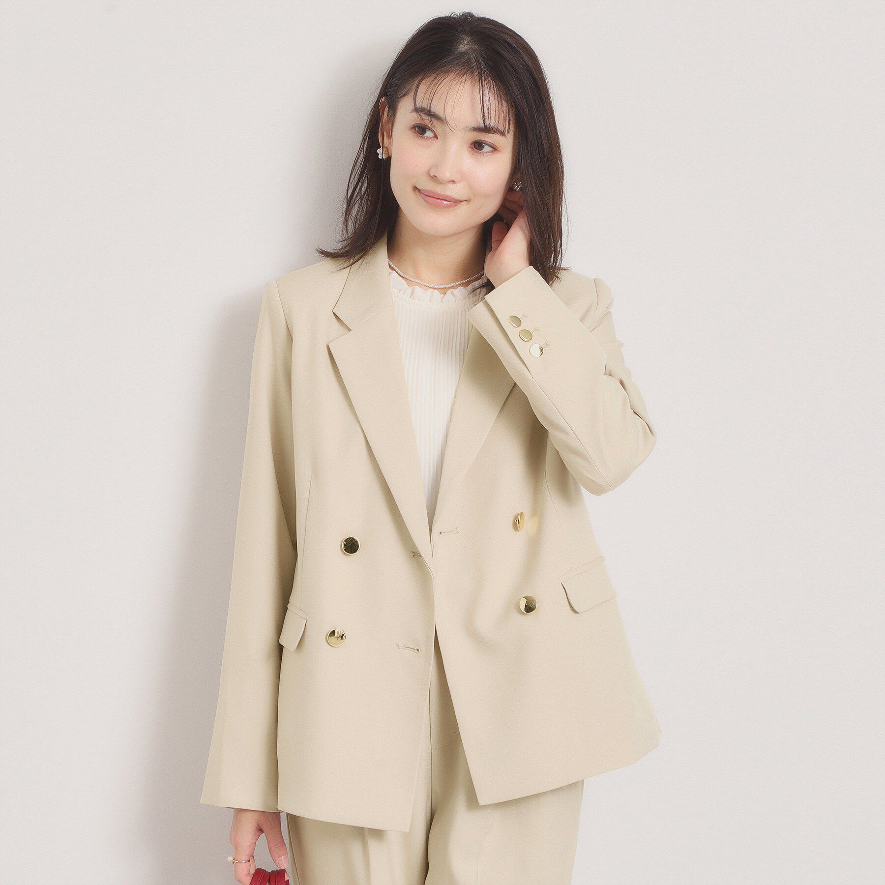 ITS&rsquo;DEMO「ツイルストレッチダブルジャケット」|テーラードジャケット|グレージュ(050)