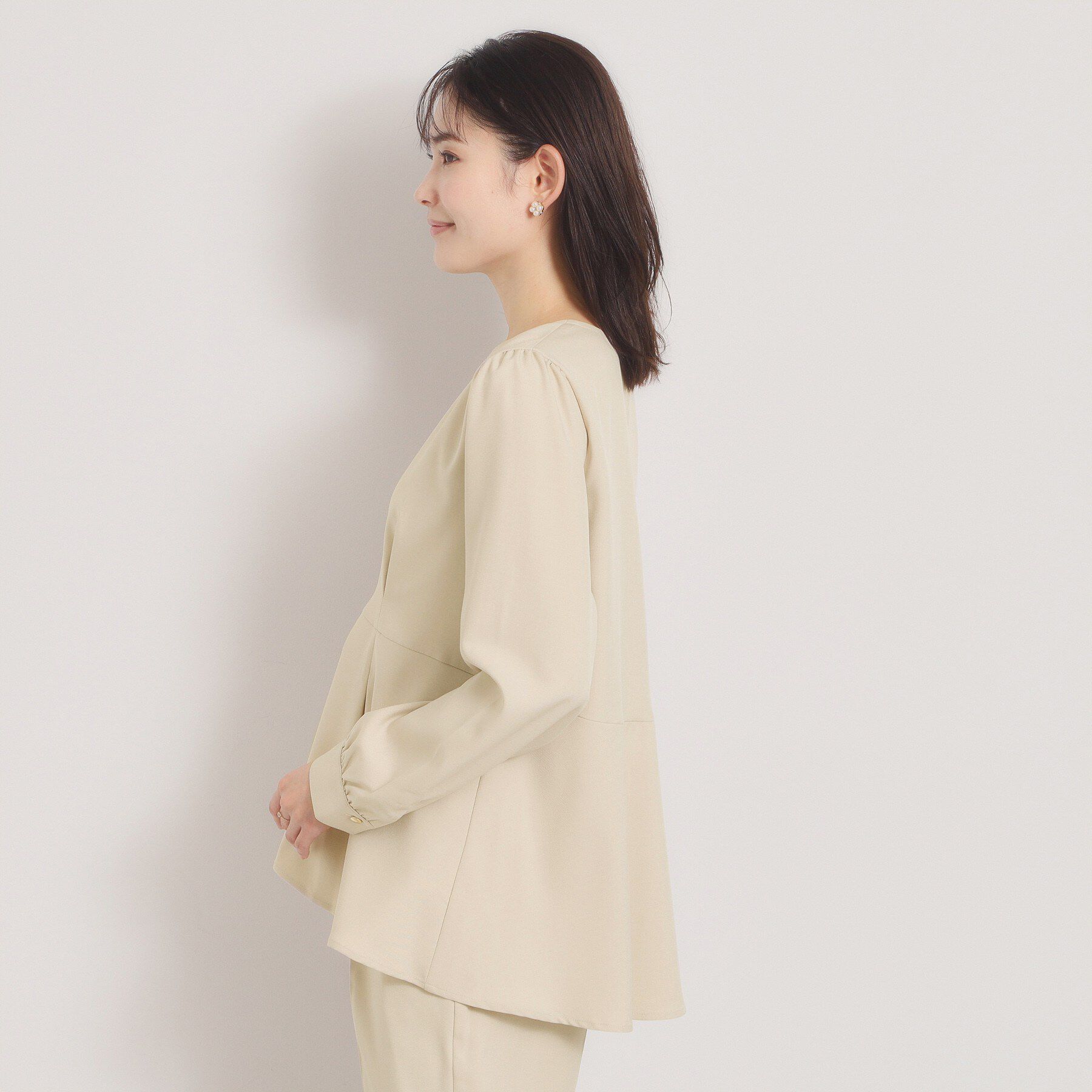 ITS&rsquo;DEMO「ツイルストレッチペプラムブラウス」|シャツ・ブラウス|