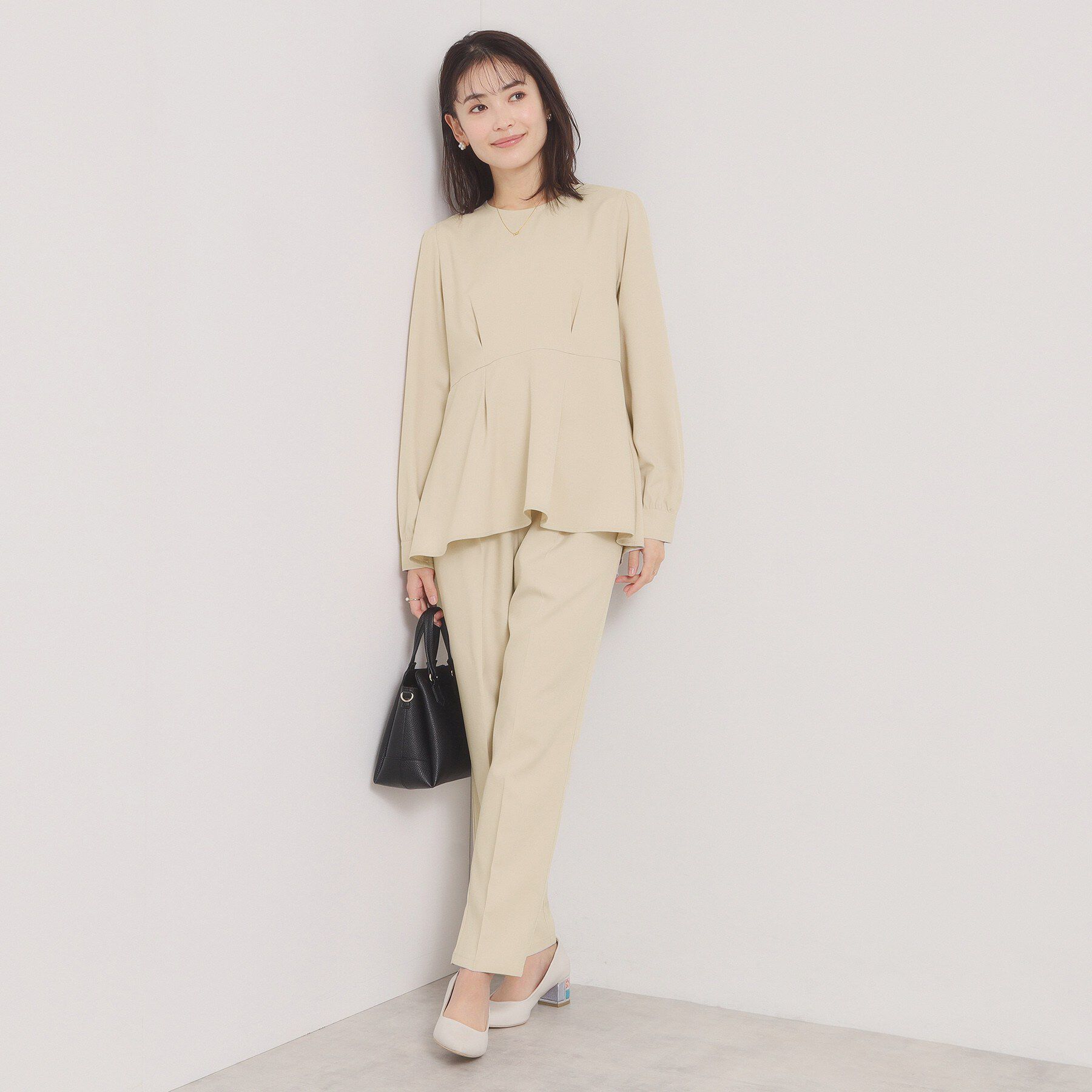 ITS&rsquo;DEMO「ツイルストレッチペプラムブラウス」|シャツ・ブラウス|