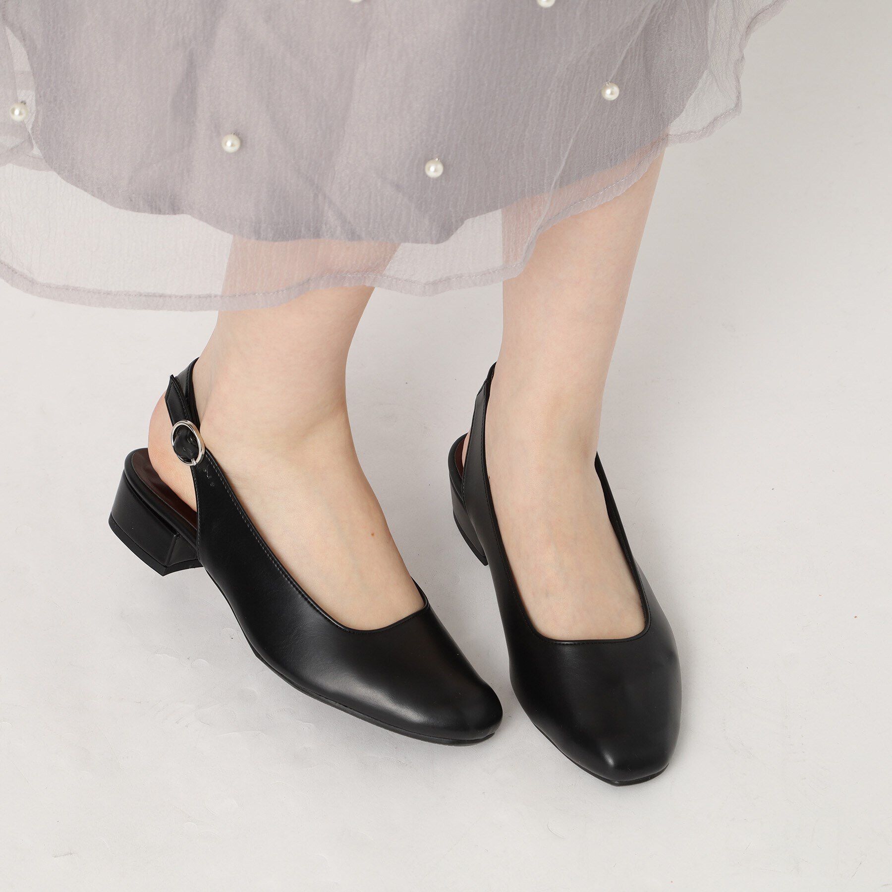 ESPERANZA「ソフトスクエアバックストラップフラットパンプス」|パンプス|