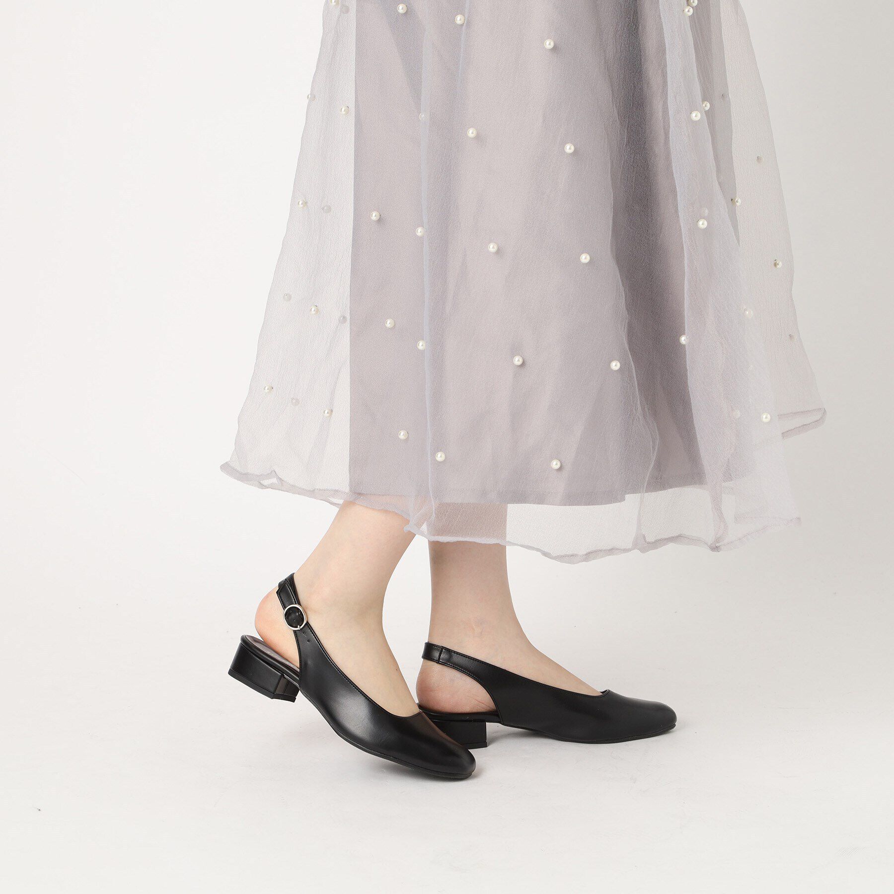 ESPERANZA「ソフトスクエアバックストラップフラットパンプス」|パンプス|