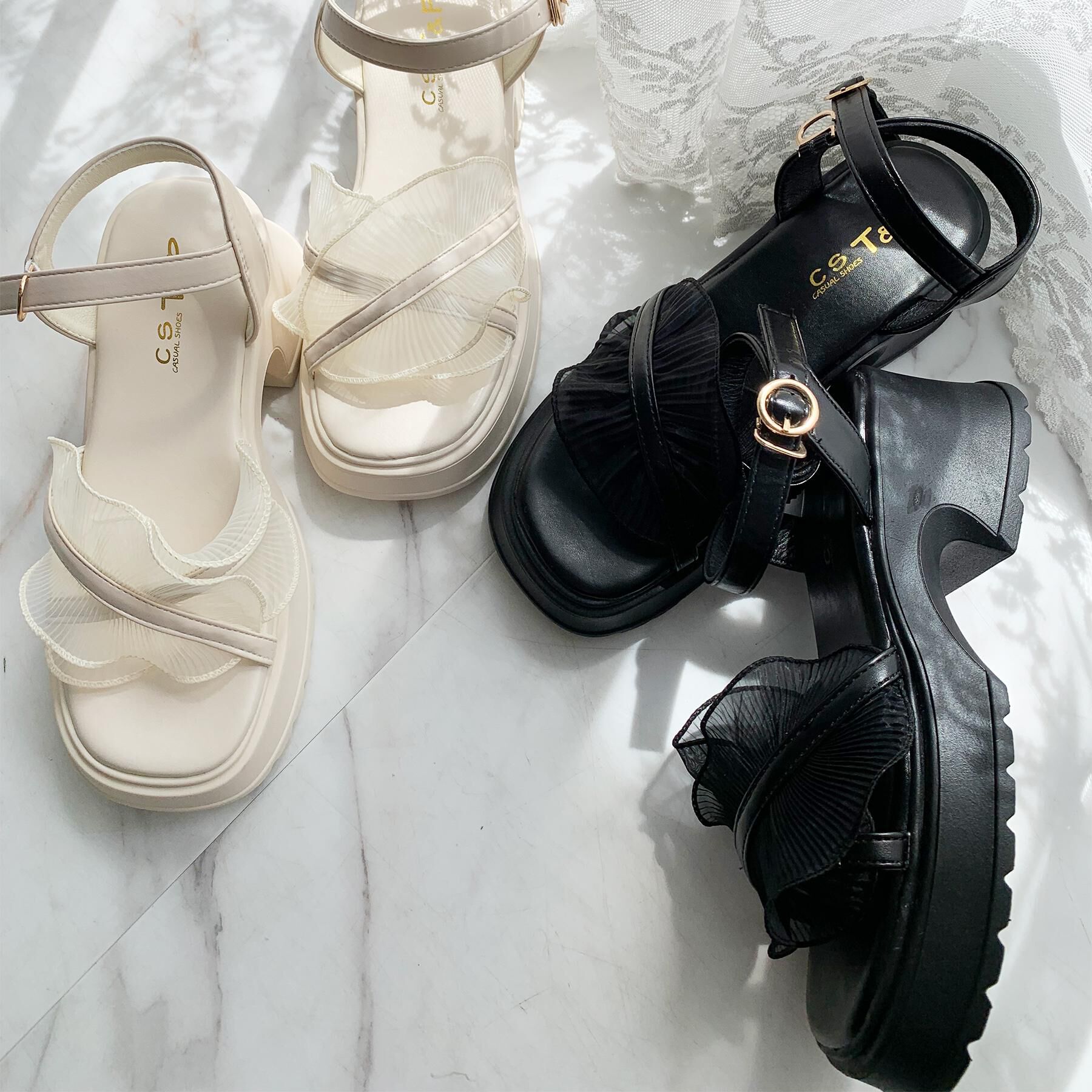 csT&P「チュールフリルサンダル」|サンダル|