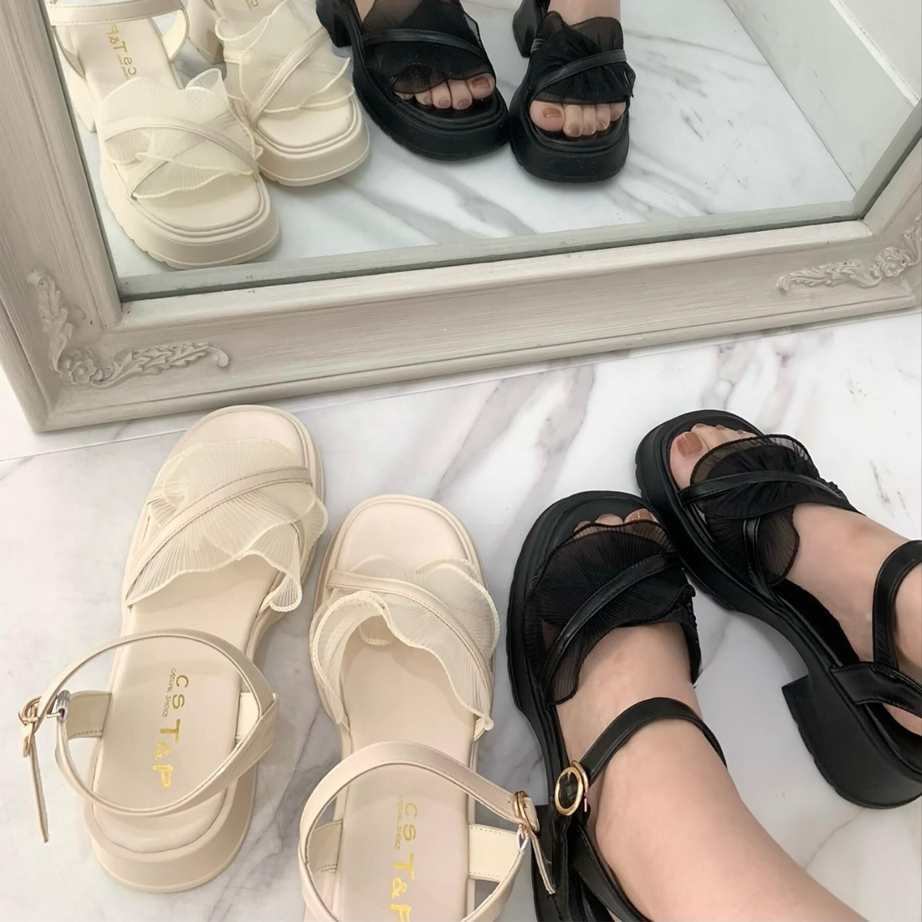 csT&P「チュールフリルサンダル」|サンダル|