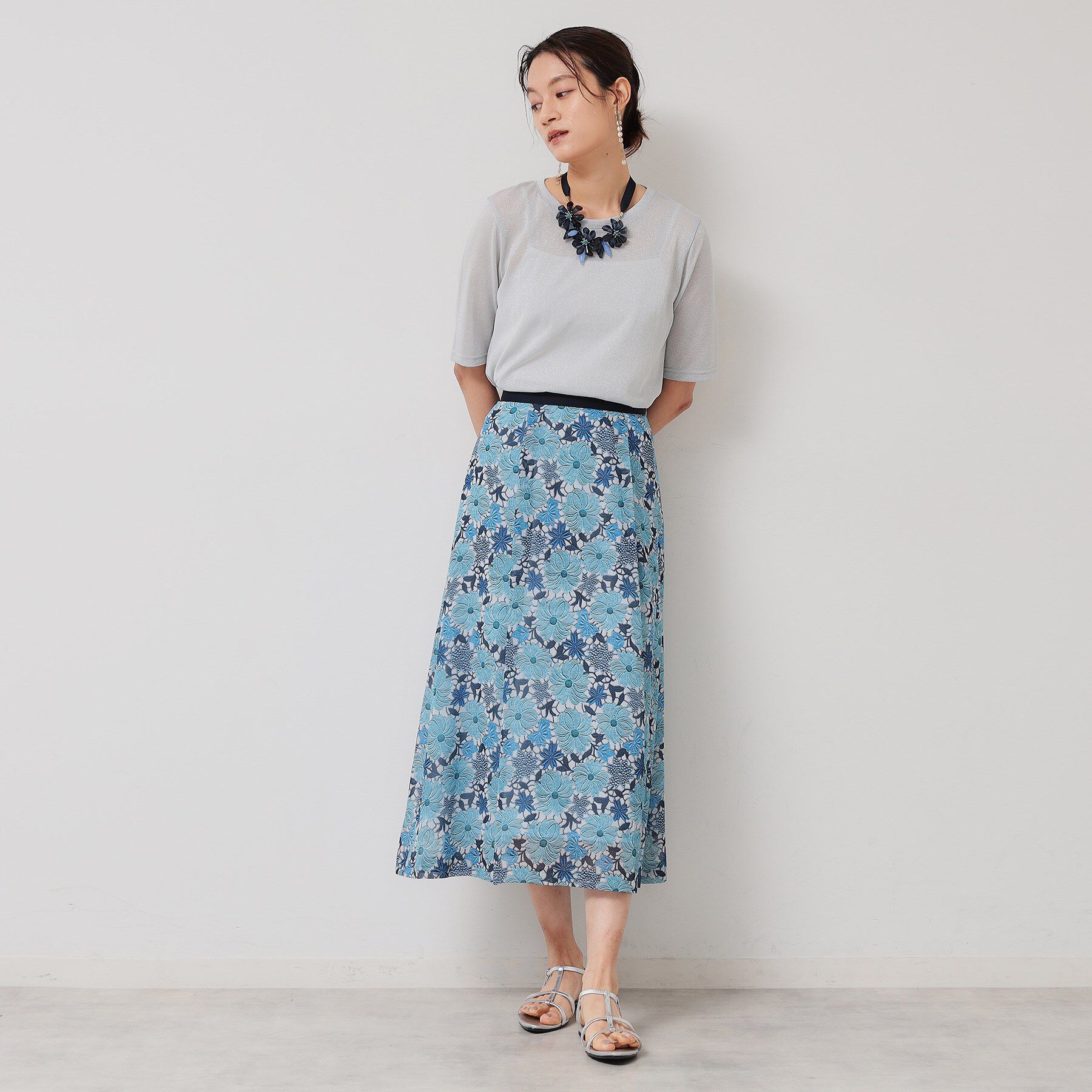 SunaUna「【&yours project／S～L】レース柄フレアスカート」|スカート|