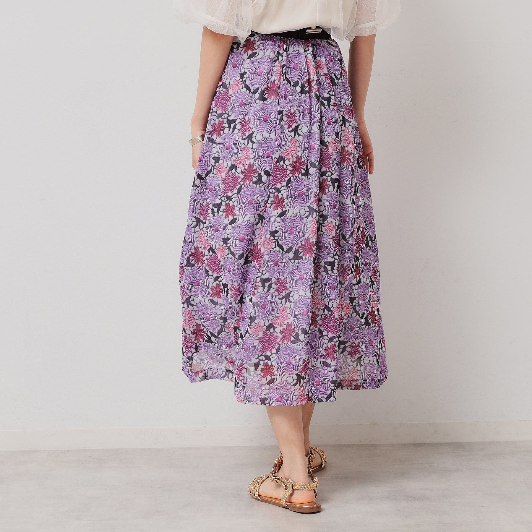 SunaUna「【&yours project／S～L】レース柄フレアスカート」|スカート|