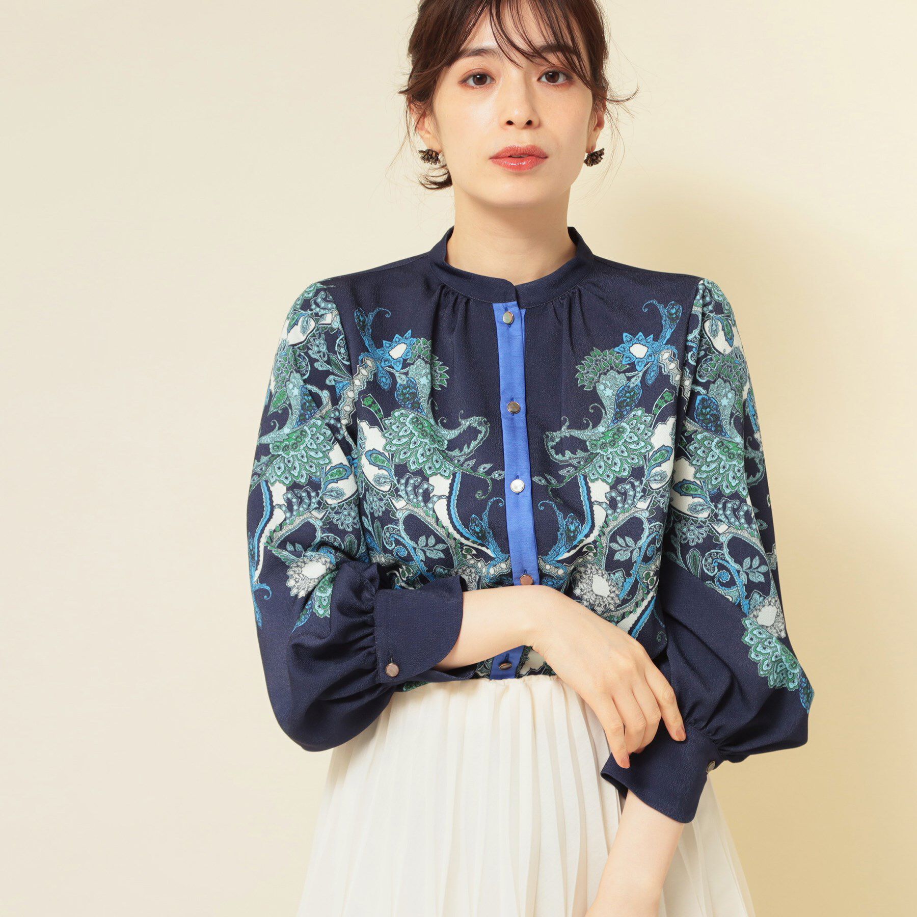 SunaUna「【COLLECTION LINE】オリエンタルパネル柄ブラウス」|シャツ・ブラウス|