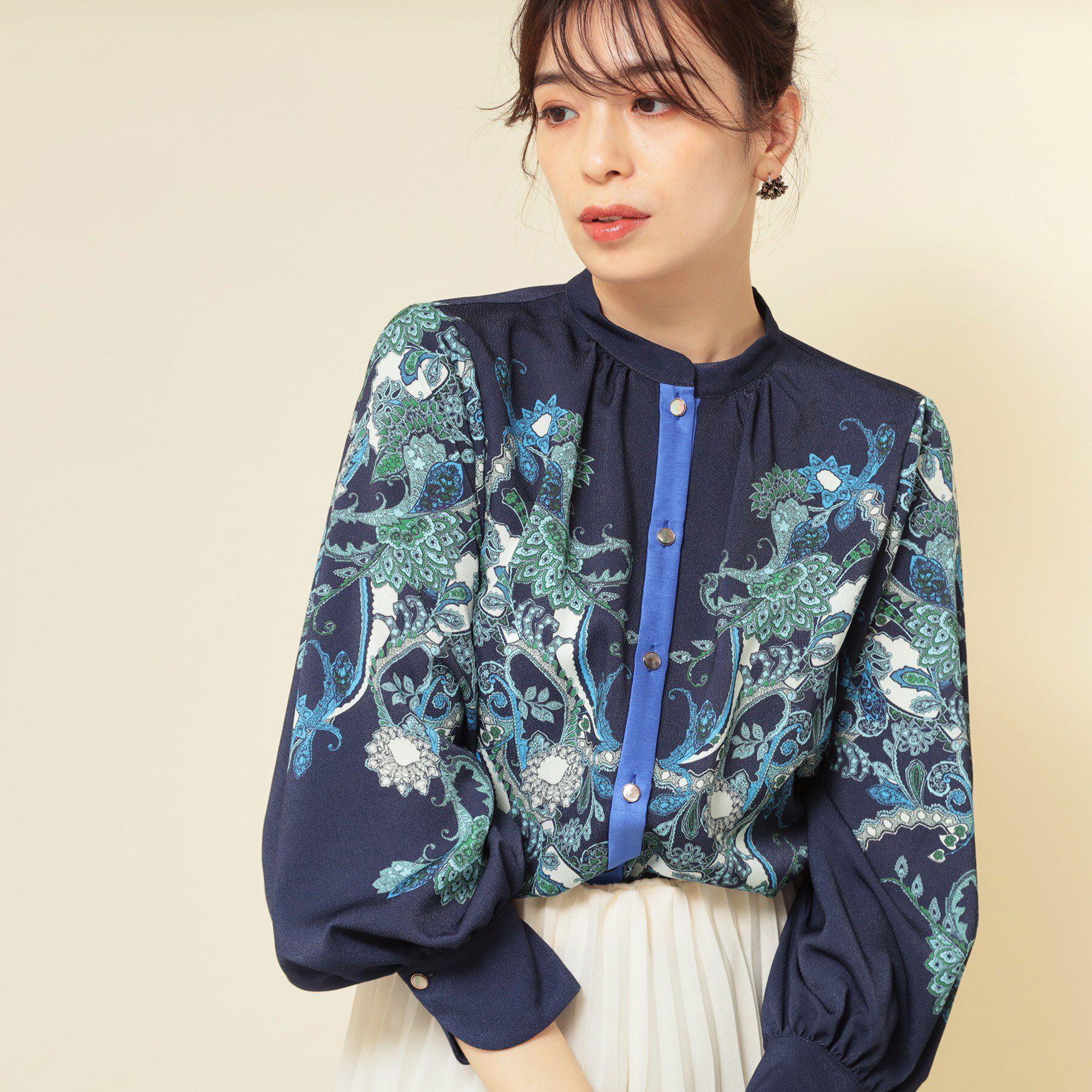 SunaUna「【COLLECTION LINE】オリエンタルパネル柄ブラウス」|シャツ・ブラウス|