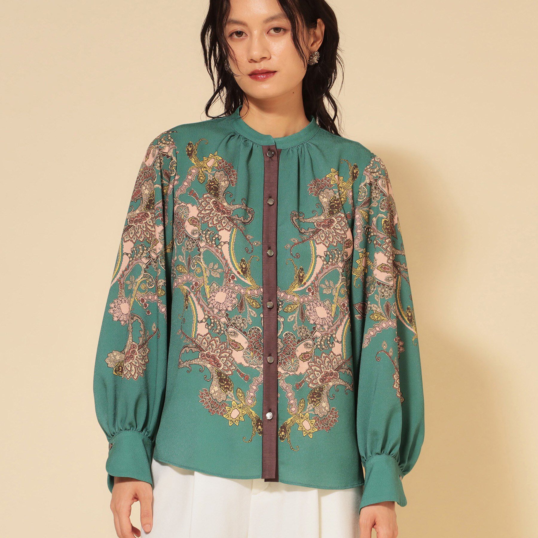 SunaUna「【COLLECTION LINE】オリエンタルパネル柄ブラウス」|シャツ・ブラウス|