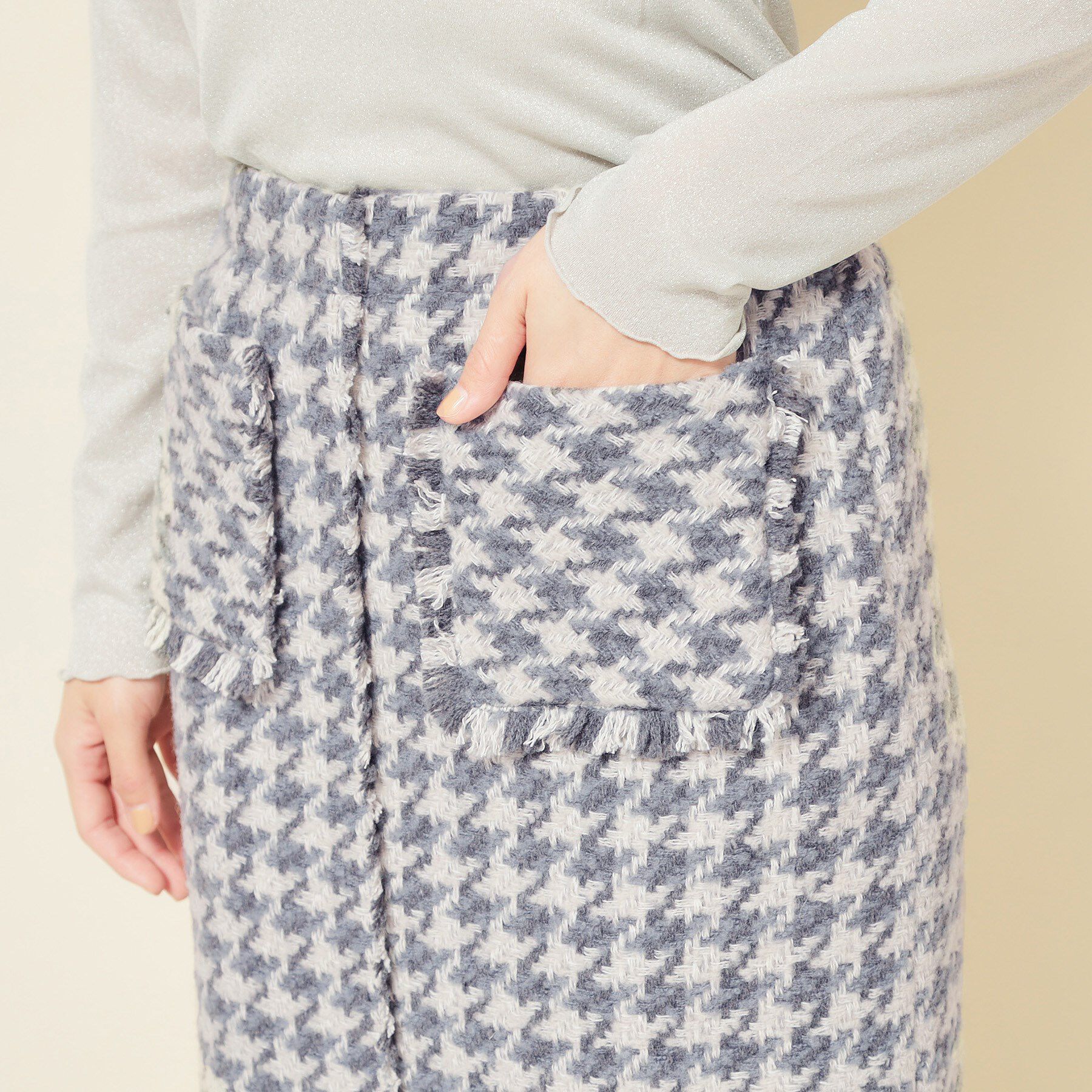 SunaUna「【COLLECTION LINE】ツイードフリンジスカート」|スカート|