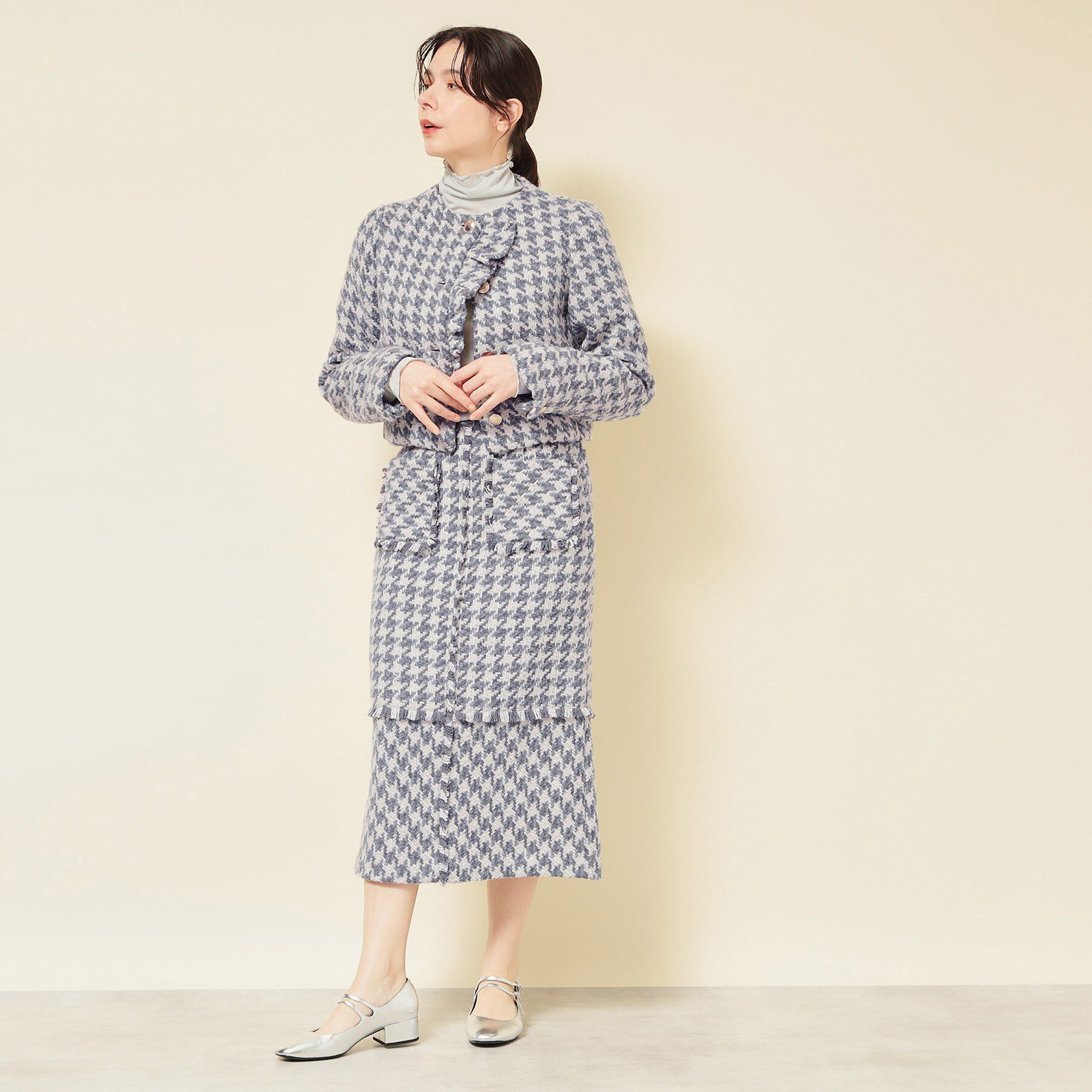 SunaUna「【COLLECTION LINE】ツイードフリンジスカート」|スカート|