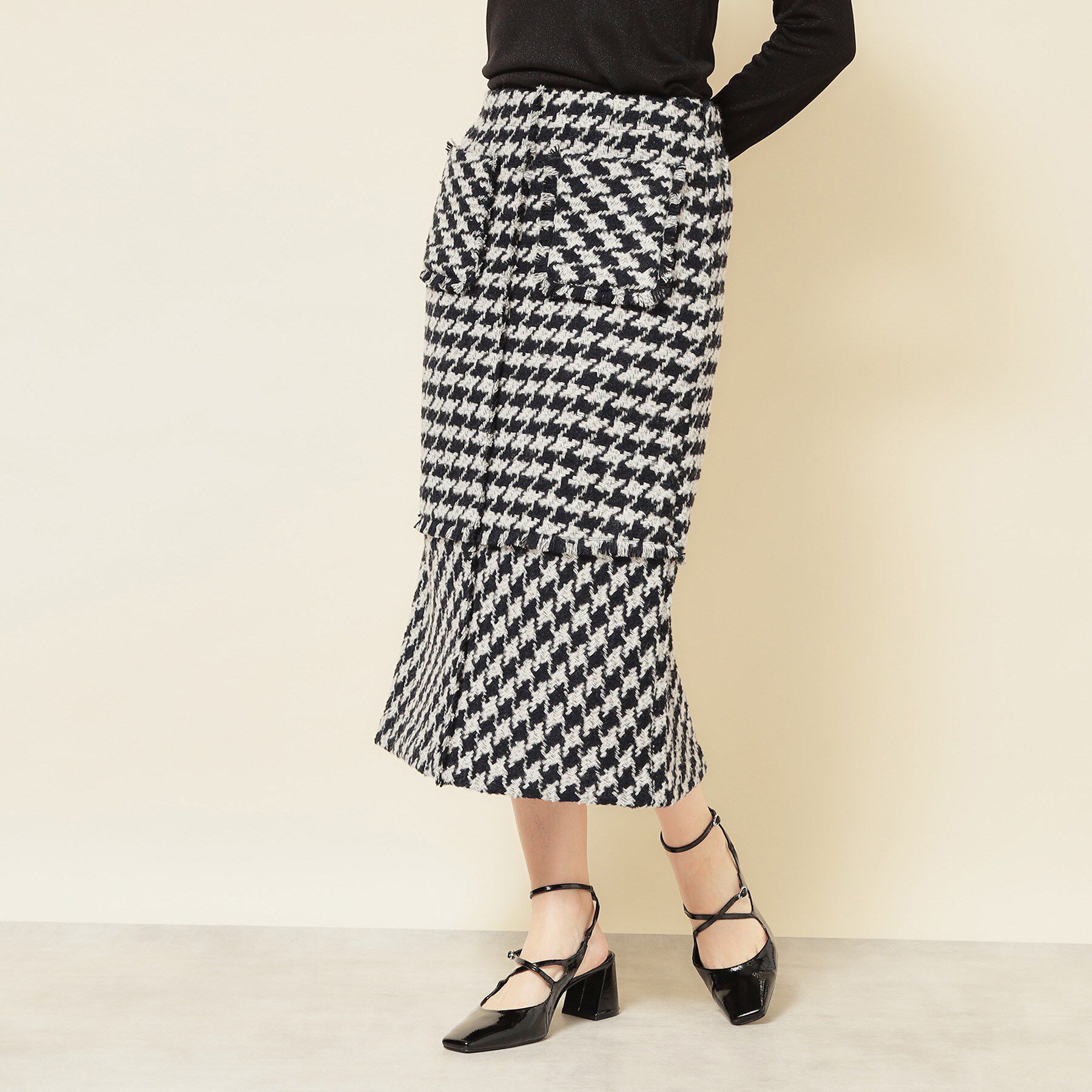 SunaUna「【COLLECTION LINE】ツイードフリンジスカート」|スカート|