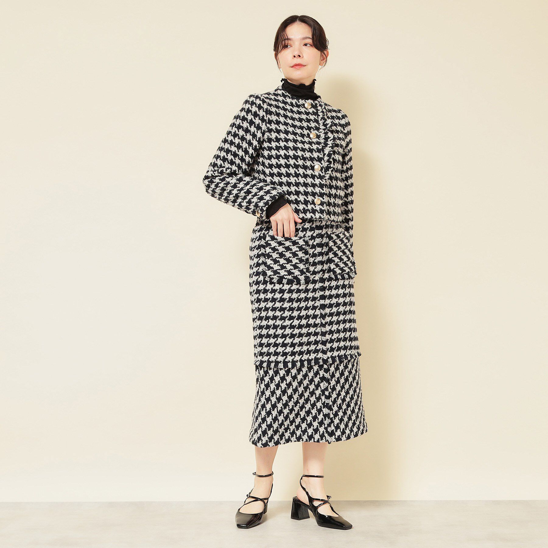 SunaUna「【COLLECTION LINE】ツイードフリンジスカート」|スカート|