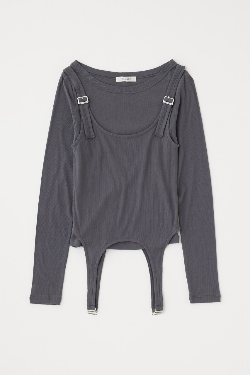 MOUSSY「LAYERED GARTER トップス」|Tシャツ・カットソー|GRY