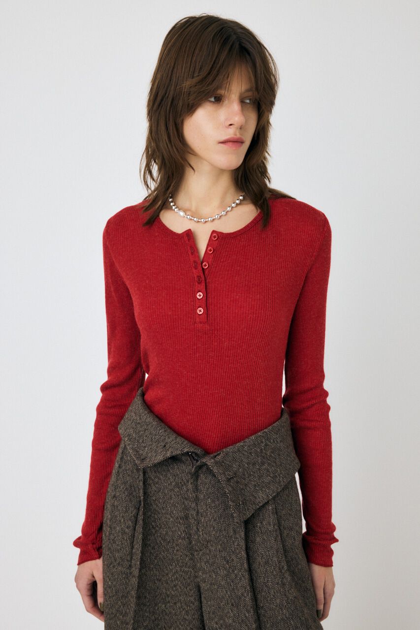 MOUSSY「HENRY NECK ロンT」|Tシャツ・カットソー|RED