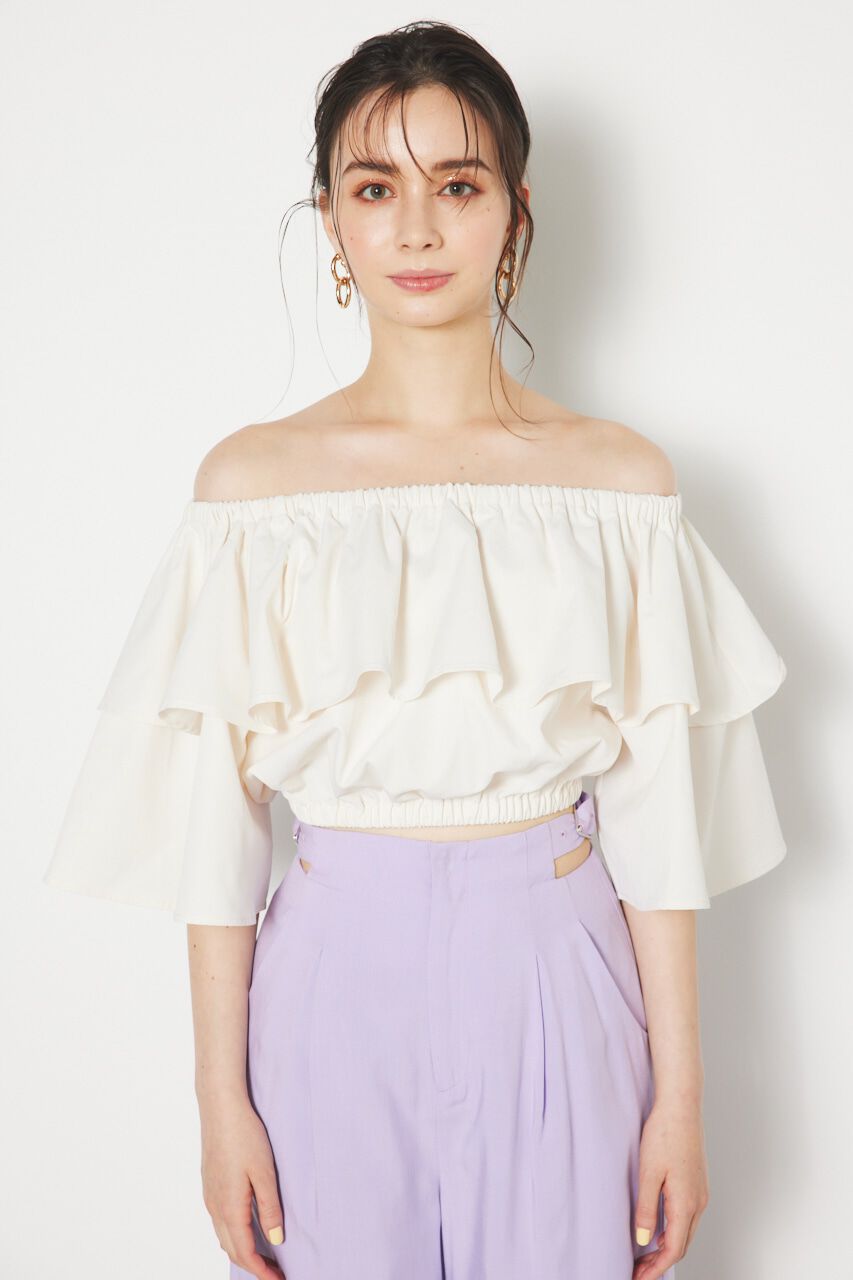 rienda「オフショルダークロップドTOP」|シャツ・ブラウス|