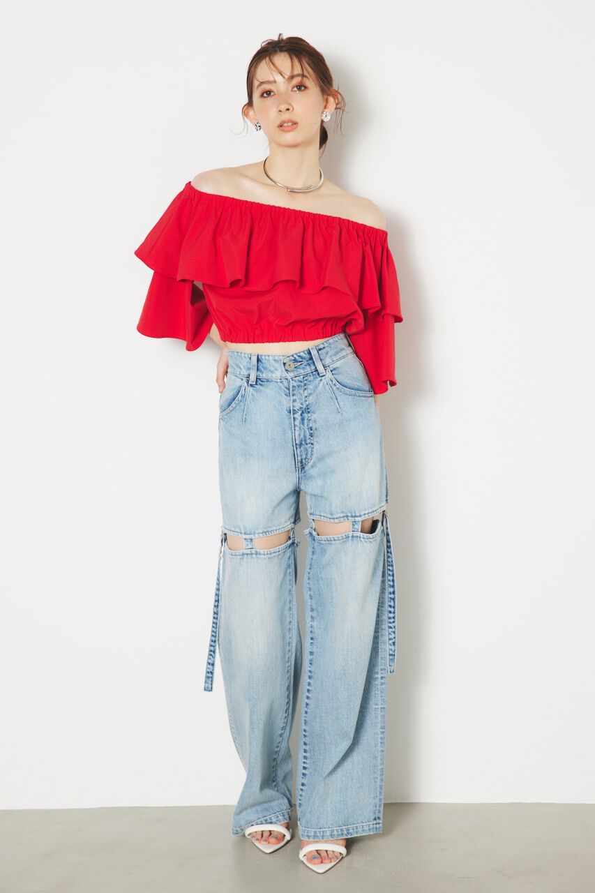 rienda「オフショルダークロップドTOP」|シャツ・ブラウス|