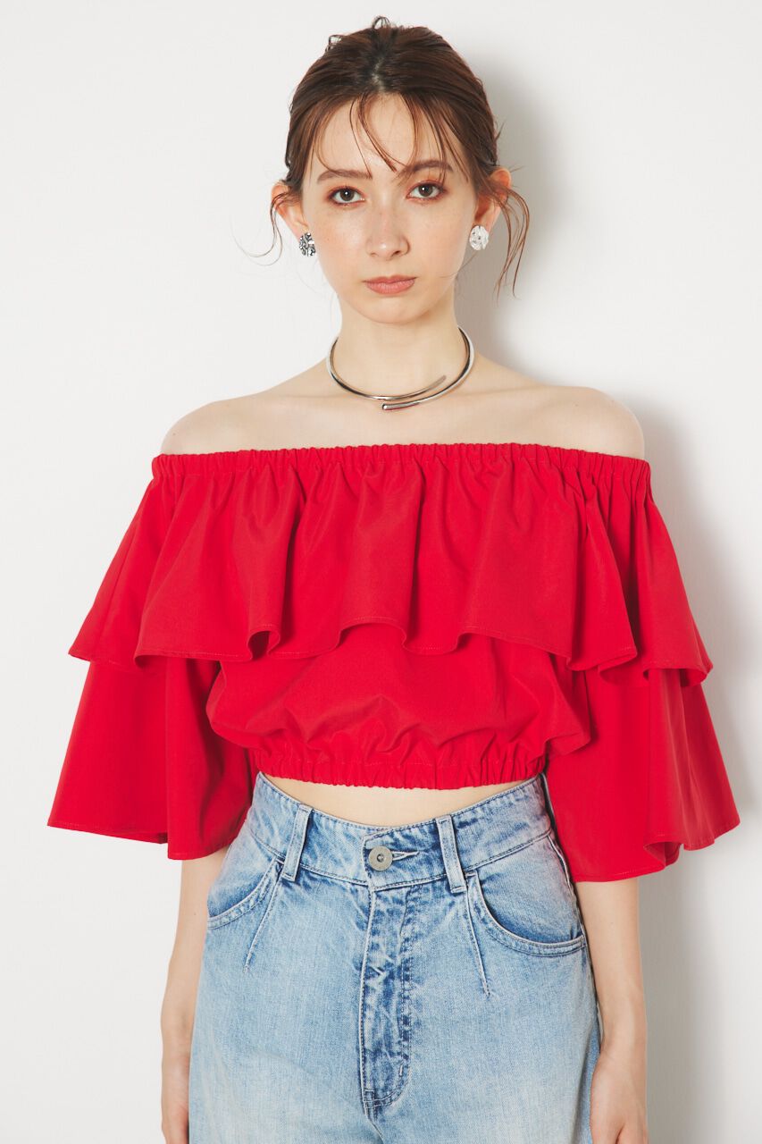 rienda「オフショルダークロップドTOP」|シャツ・ブラウス|