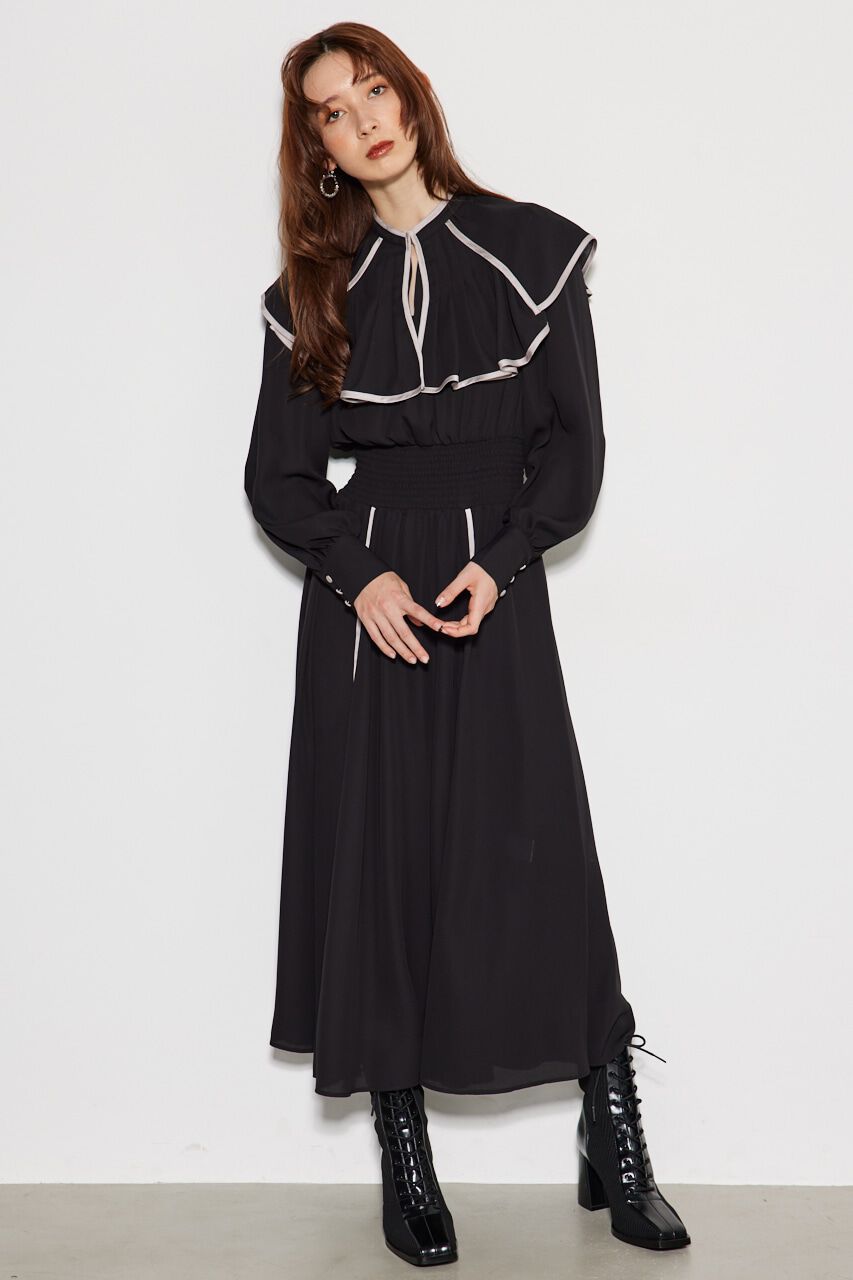 rienda「パイピングフラワー OP」|ワンピース|BLK