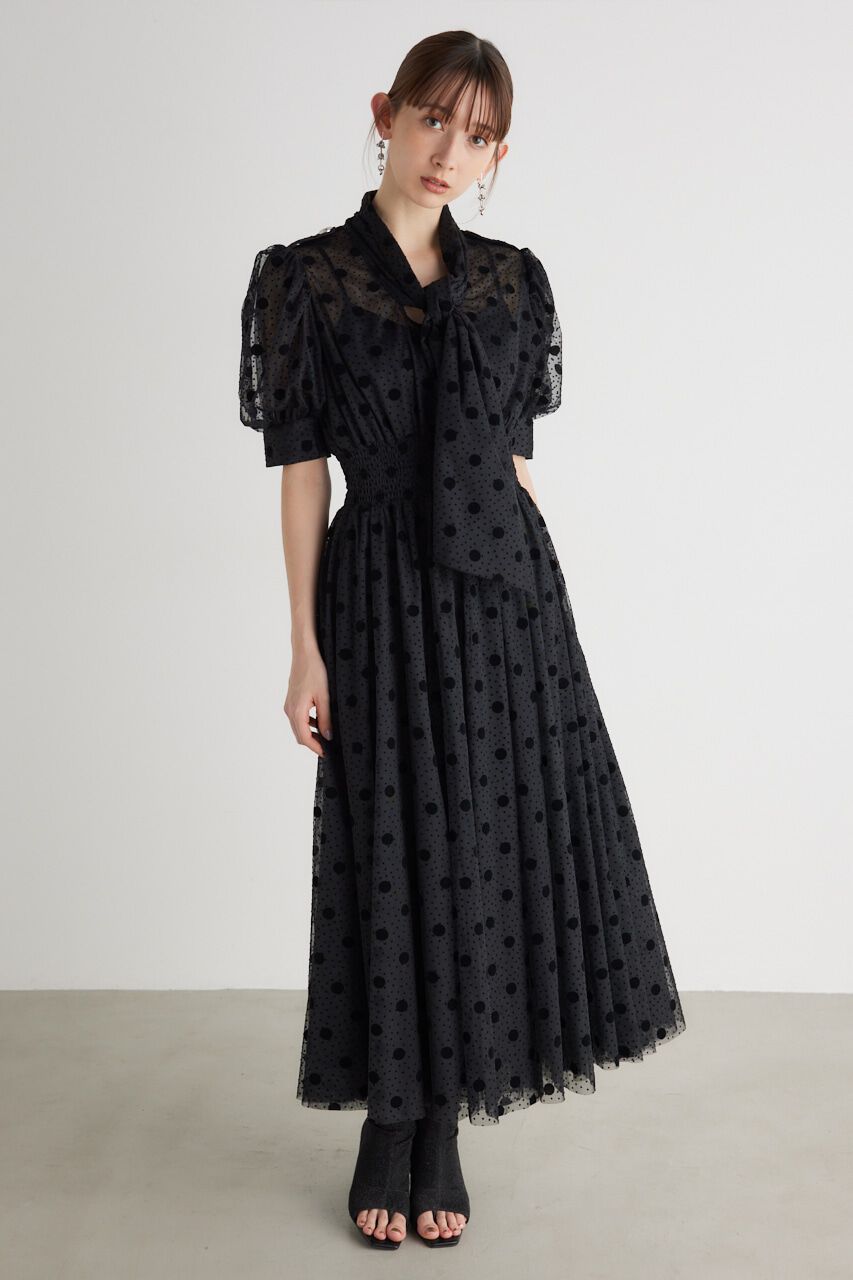 rienda「ネクタイチュールフレア OP」|ワンピース|