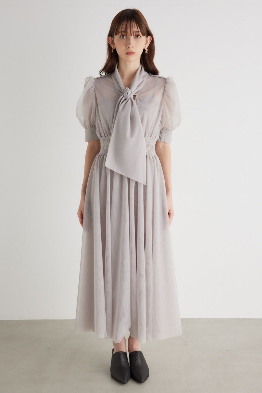 rienda「ネクタイチュールフレア OP」|ワンピース|