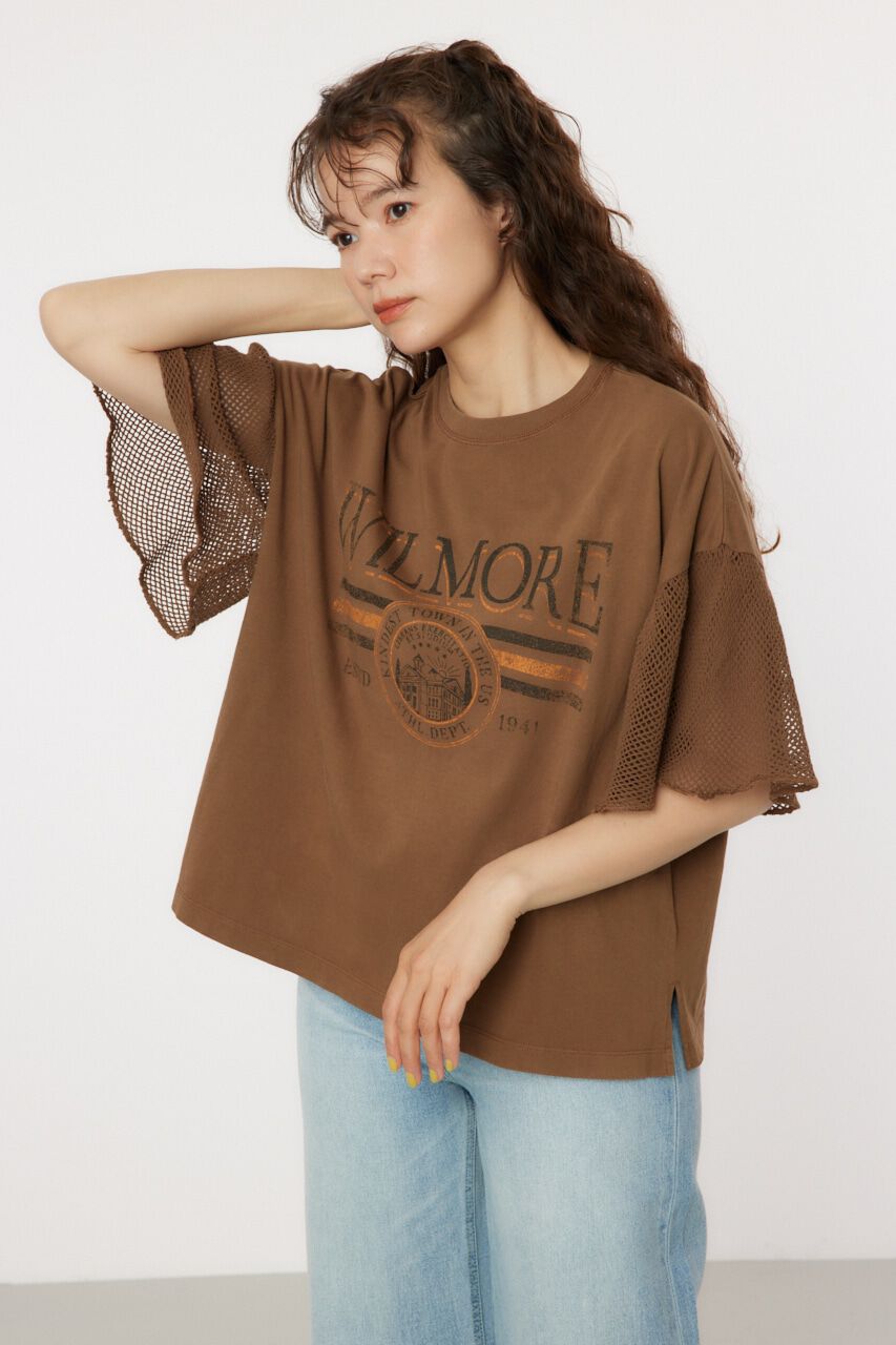 RODEO CROWNS「フリルメッシュスリーブトップス」|Tシャツ・カットソー|BRN