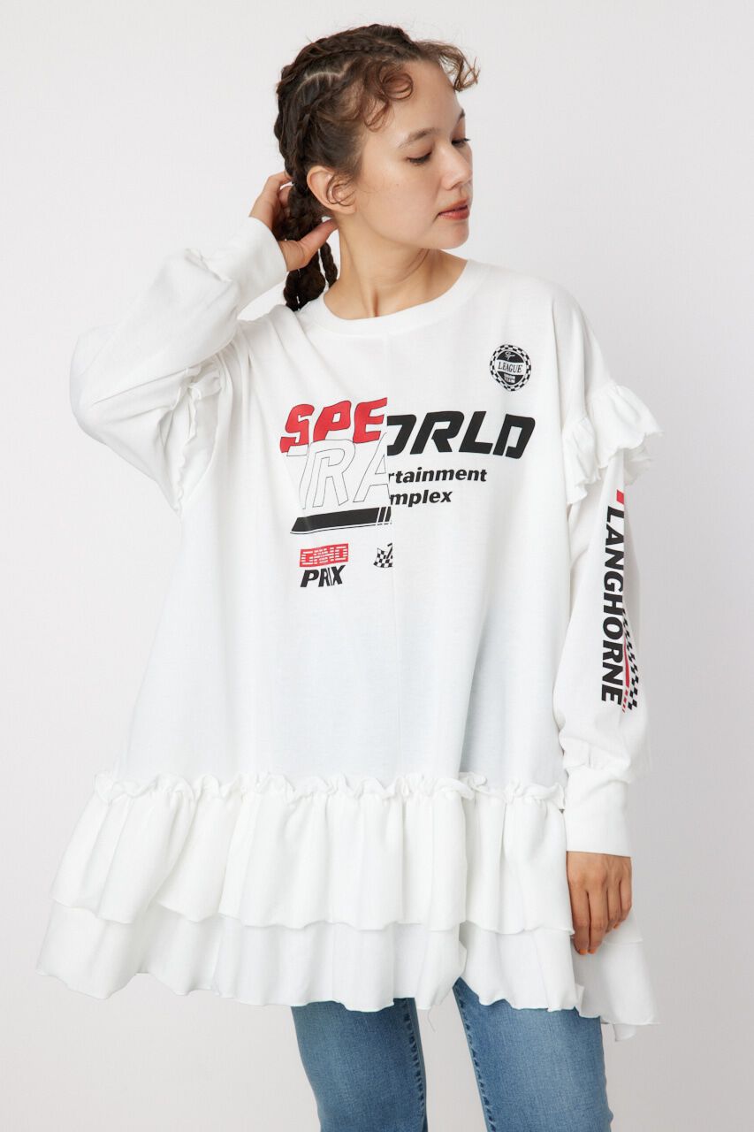 RODEO CROWNS「レーシングフリル切替チュニック」|Tシャツ・カットソー|O/WHT1