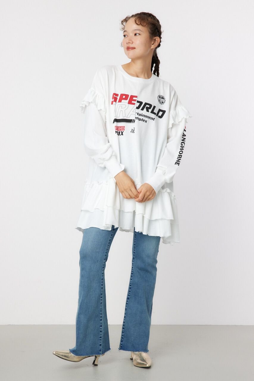 RODEO CROWNS「レーシングフリル切替チュニック」|Tシャツ・カットソー|